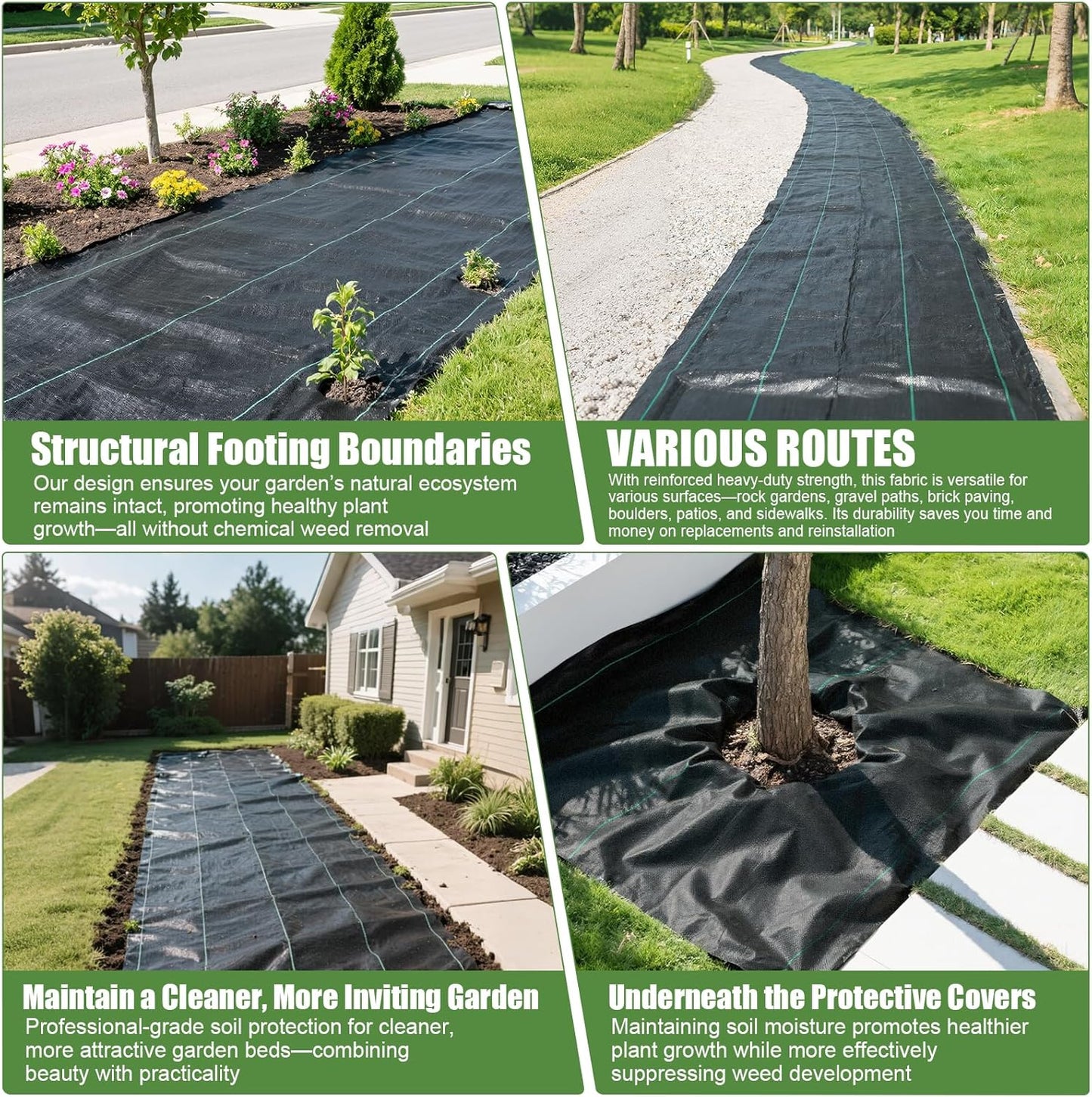 6FTx300FT Weed Barrier Fabric Heavy Duty, Gardening Landscape Fabric Cover Mat, Durable Weed Control Fabric for Garden Bed Cover, Landscaping, Commercial Driveway, Underlayment Use (6x300FT-3.2OZ)