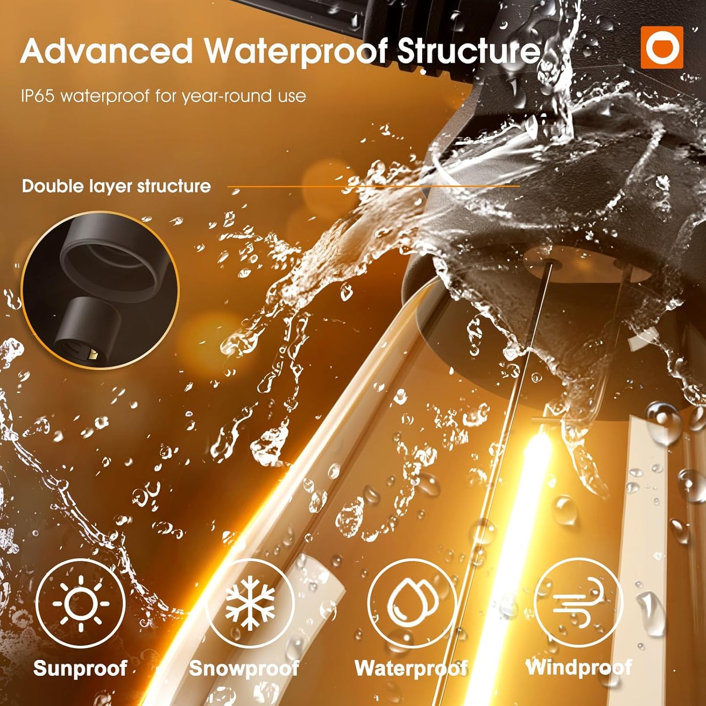 addlon 72FT(2-Pack*36FT) LED Outdoor String Lights with 24 Edison Vintage Shatterproof Bulbs, Commercial Grade Patio Lights, IP65 Waterproof for Balcony, Backyard and Garden, Warm White