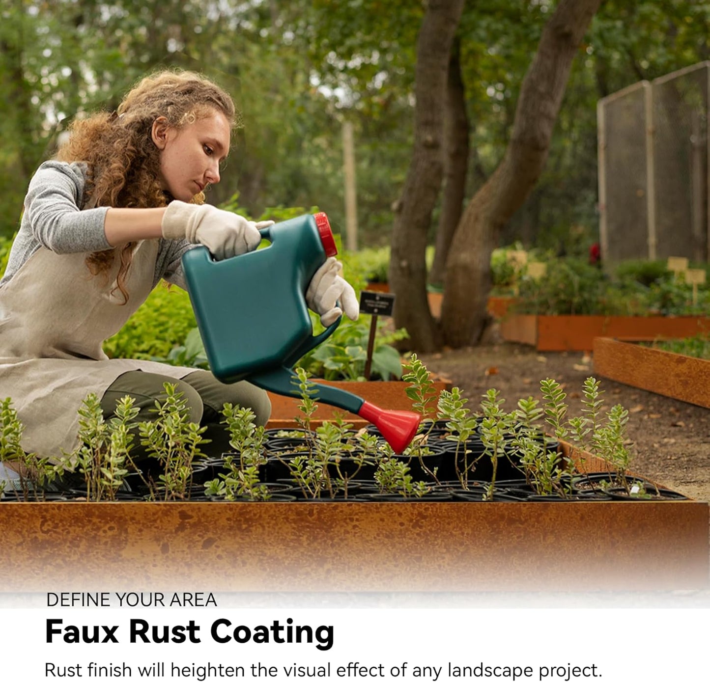 Worth Galvanized Steel Landscape Edging 4.5" x25' Metal Garden Edging Roll Flexible Bender Border with 8Pcs Stakes for Lawn, Flower Bed Edges, Rust-Like Color