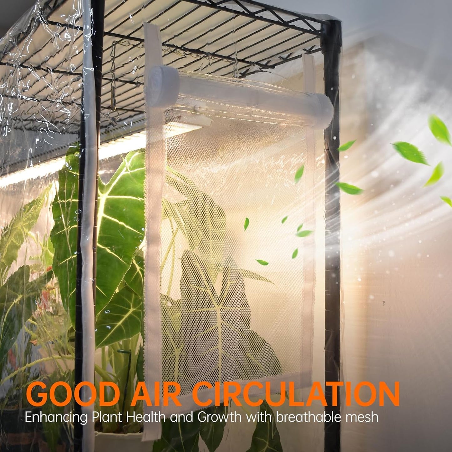 Plant Shelf with Grow Light, Grow Light Shelf with Cover and Thermometer, 6 Tier Plant Stand with Grow Light , Greenhouse with 150W Led Grow Light For Seed Starting , Tray (29.5"L×13.8"W×70"H)