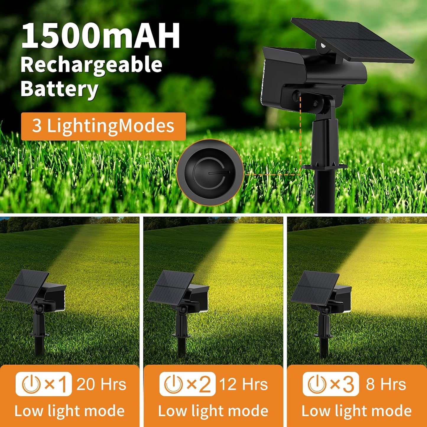 WELALO Solar Spot Lights Outdoor, [6 Pack/3 Modes] Solar Landscape Spotlights, Adjustable Solar Powered Security Lights, IP65 Waterproof Wall Lights for Walkway, Yard, Garden, Driveway (Warm White)