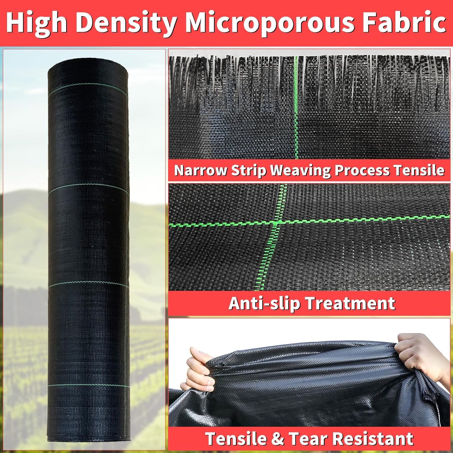 3ft x100ft Landscape Fabric -Heavy Duty Weed Barrier Fabric for Landscaping, Weed Blocker Cloth,Geotextile Fabric for Garden, Driveway & Ground Cover, Garden Weed Mats,Grid Design