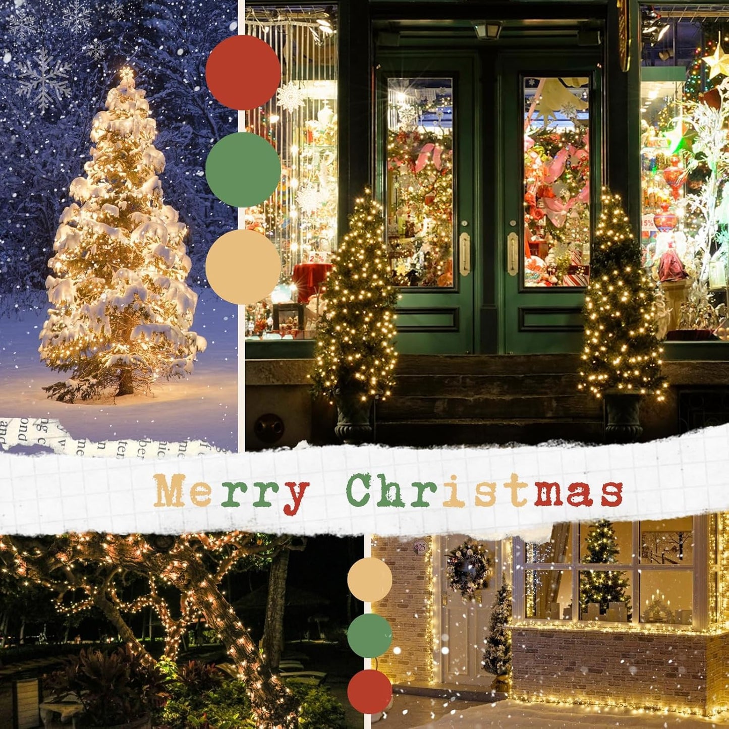 Solar String Lights Outdoor Waterproof 4PK 400LED 132FT Twinkle Lights Auto On/Off Solar Powered LED Fairy Light Green Wire with 8 Modes for Christmas Tree Party Wedding Garden Decoration (Warm White)