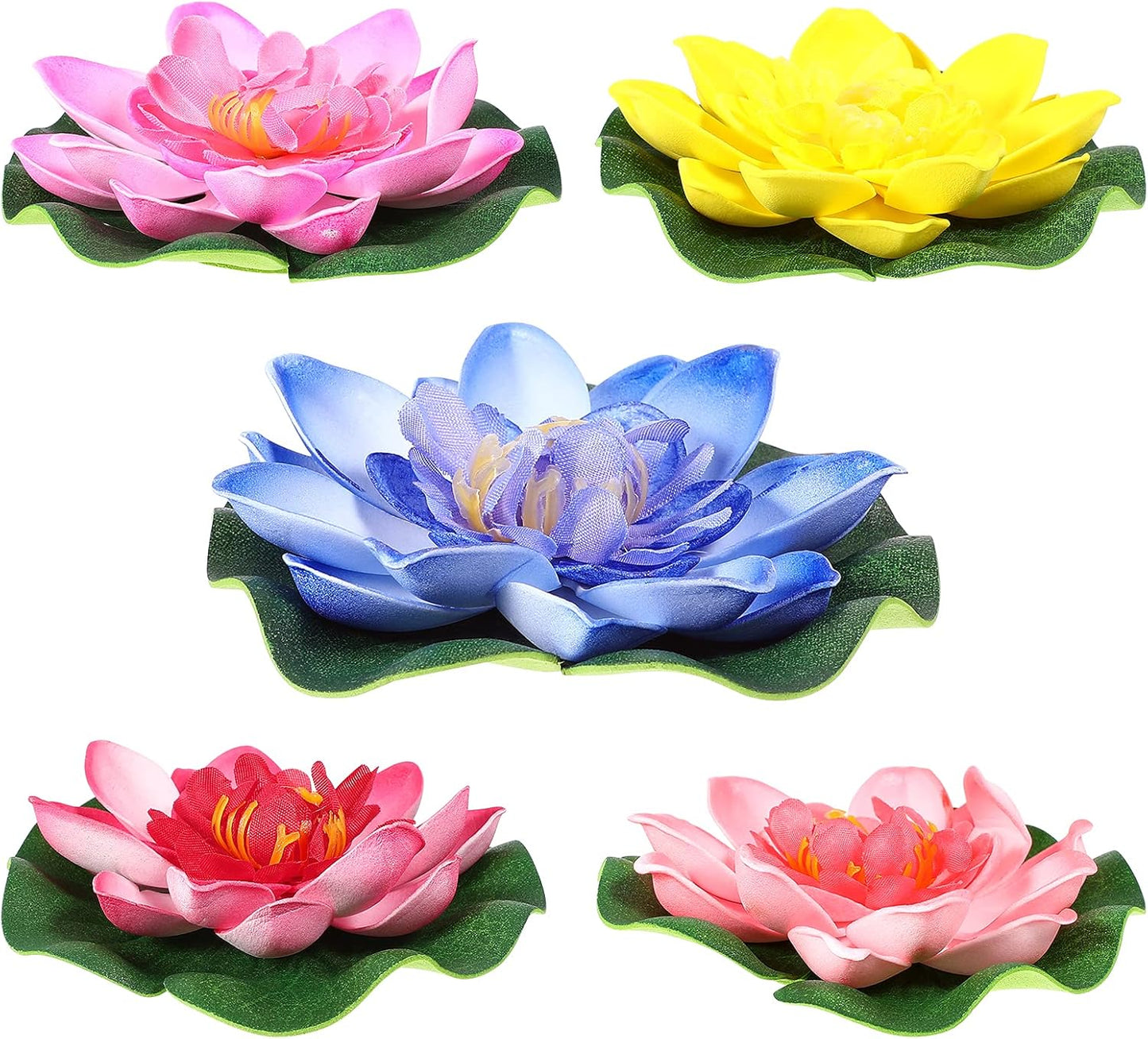 Artificial Floating Lotus Flower Water Lily Pads EVA Lotus Flower Water Lily Pads Leaves 5pcs for Pond Decoration