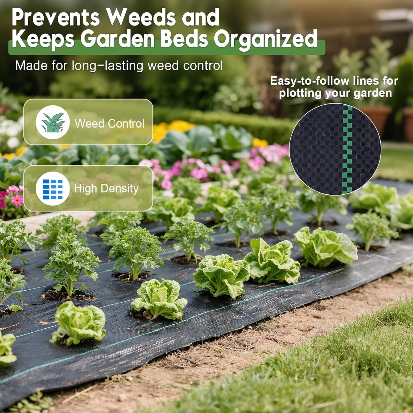 6FTx300FT Weed Barrier Fabric Heavy Duty, Gardening Landscape Fabric Cover Mat, Durable Weed Control Fabric for Garden Bed Cover, Landscaping, Commercial Driveway, Underlayment Use (6x300FT-3.2OZ)