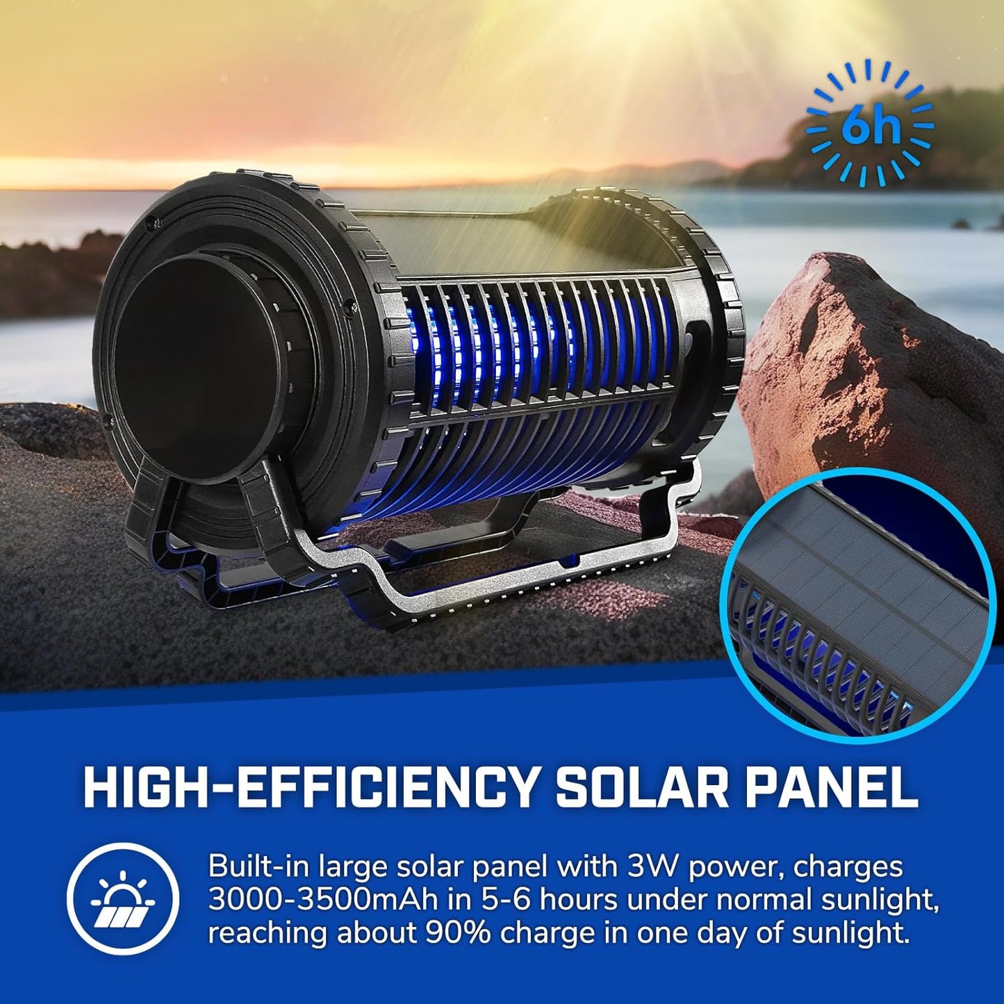 Portable Solar Powered Bug Zapper, 3 Mode (Sensor Auto/UV Light/LED) Mosquito Zapper with 4000mAh Battery, Portable Waterproof Rechargeable Fly Trap for Indoor Outdoor, Home, Patio (Black)