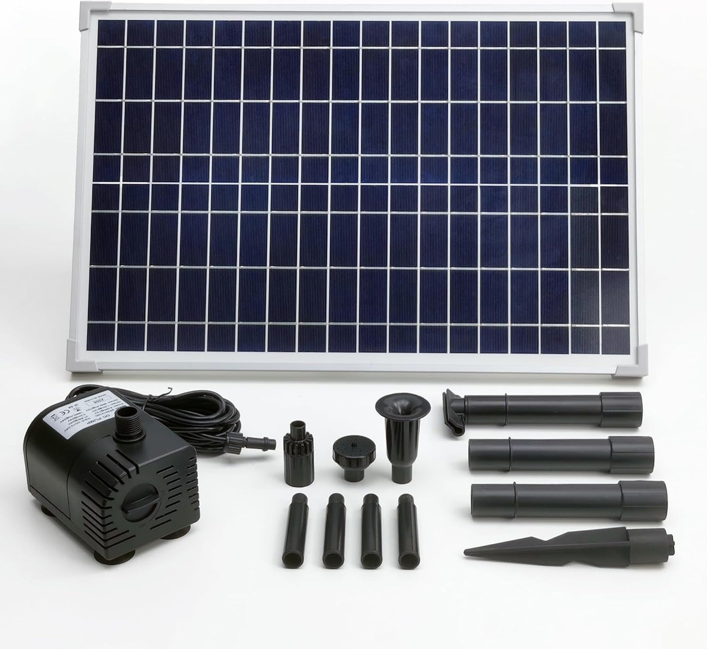25W Solar Water Pump KIT: DC Dry-Run Protection Water Pump 370GpH with 18V 25W Solar Panel for Fountain, Fish Pond, and Aquarium (No Backup Battery)