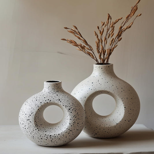 NOBULA Ceramic Bagel Vases C6 – Thoughtful for Mom – Elegant Set of 2 for Living Room, Bedroom or Table – Modern Home Decor She’ll Love – Perfect for Flowers & Plants