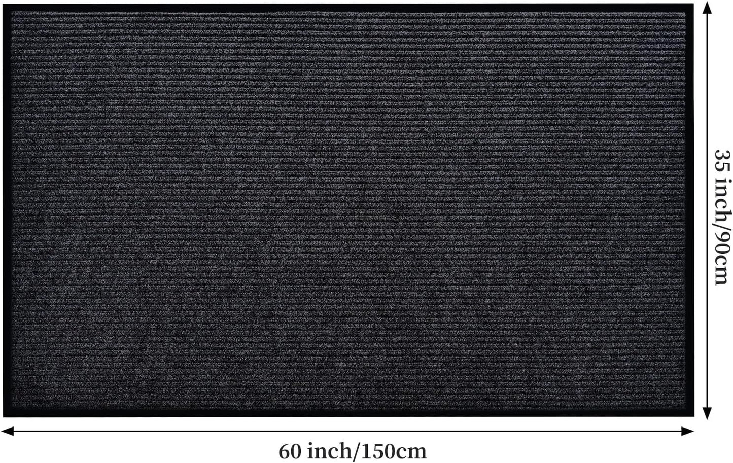 Low Profile Rubber Door Mat, 60x35inch, Heavy Duty, Durable Doormat, Indoor and Outdoor, Waterproof, Easy Clean Shoe Scraper, Home Rug Welcome Mats for Entryway, Patio, Porch, Grey