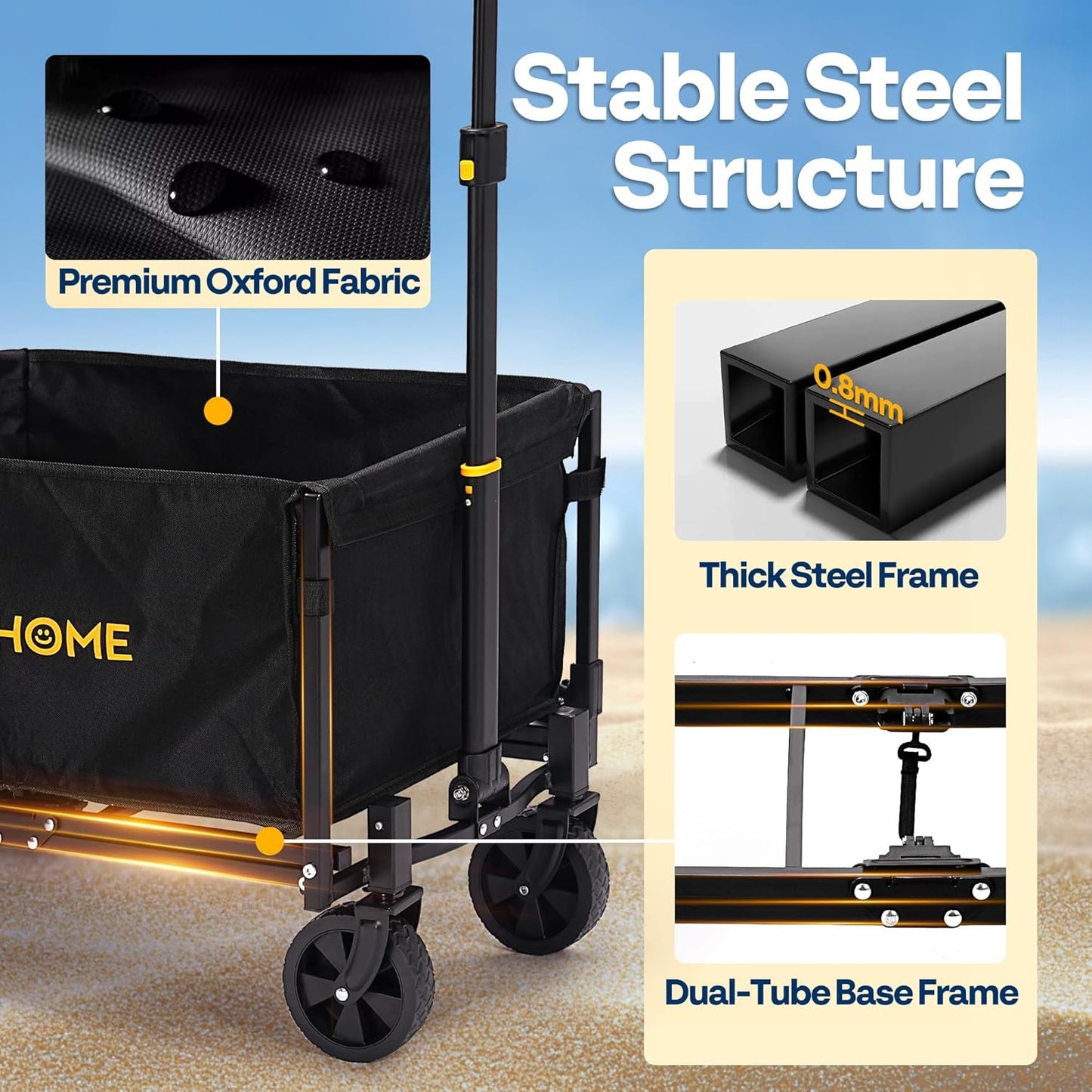 VIVOHOME Collapsible Wagon Cart Lightweight Portable Folding Utility Wagons with All-Terrain Wheels for Grocery Sports Garden Shopping Camping