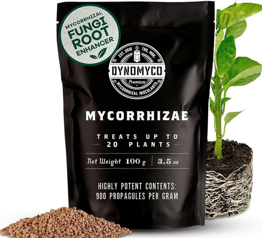 DYNOMYCO Granular Mycorrhizal Fungi Inoculant, 100g/3.5oz – Boosts Root Growth, Yields & Nutrient Uptake – 900 Propagules/g, Concentrated Granules, & OMRI Listed – Biofertilizer for Plant Growth