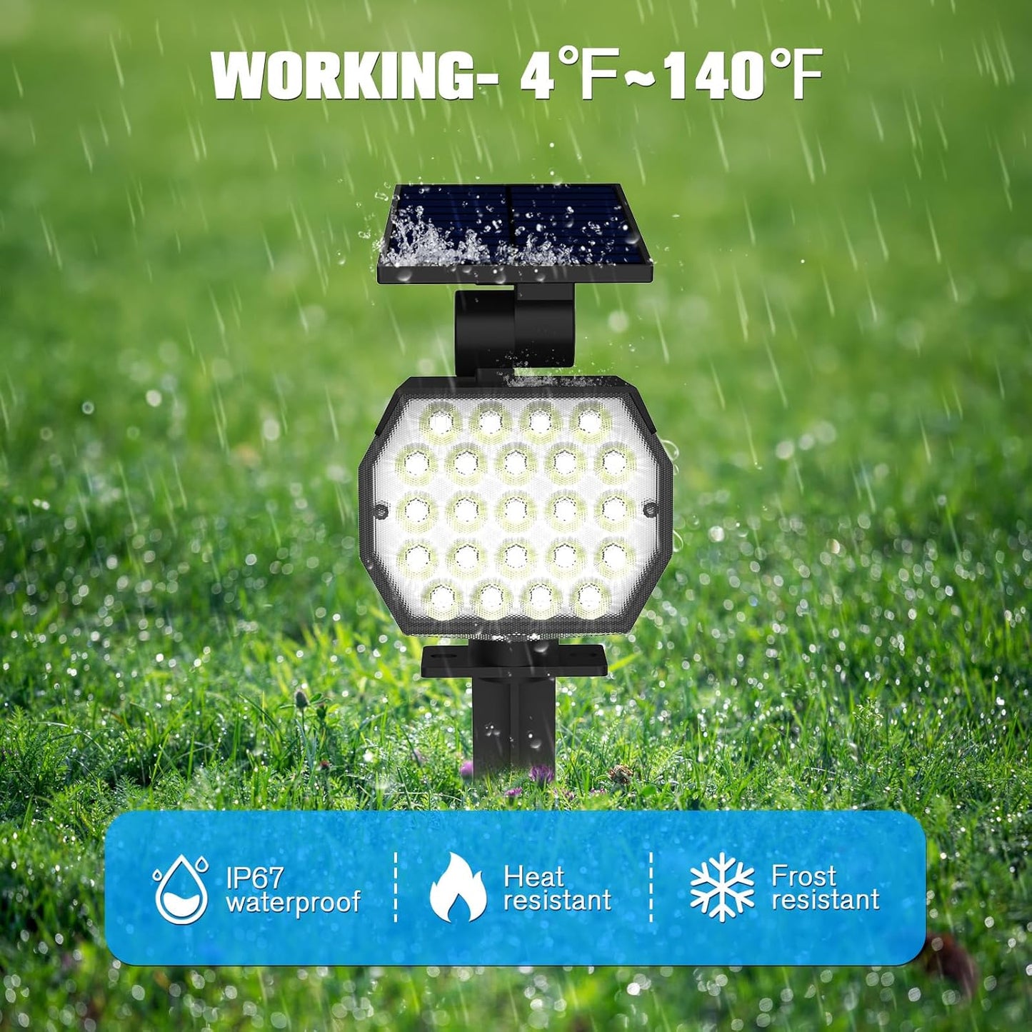 NIORSUN Solar Spot Lights Outdoor,23 LEDs Landscape Lighting with Auto On/Off and 3 Lighting Modes, IP67 Waterproof Spotlights,Outdoor Solar Lights for Yard Garden,8 Pack(Cool White)