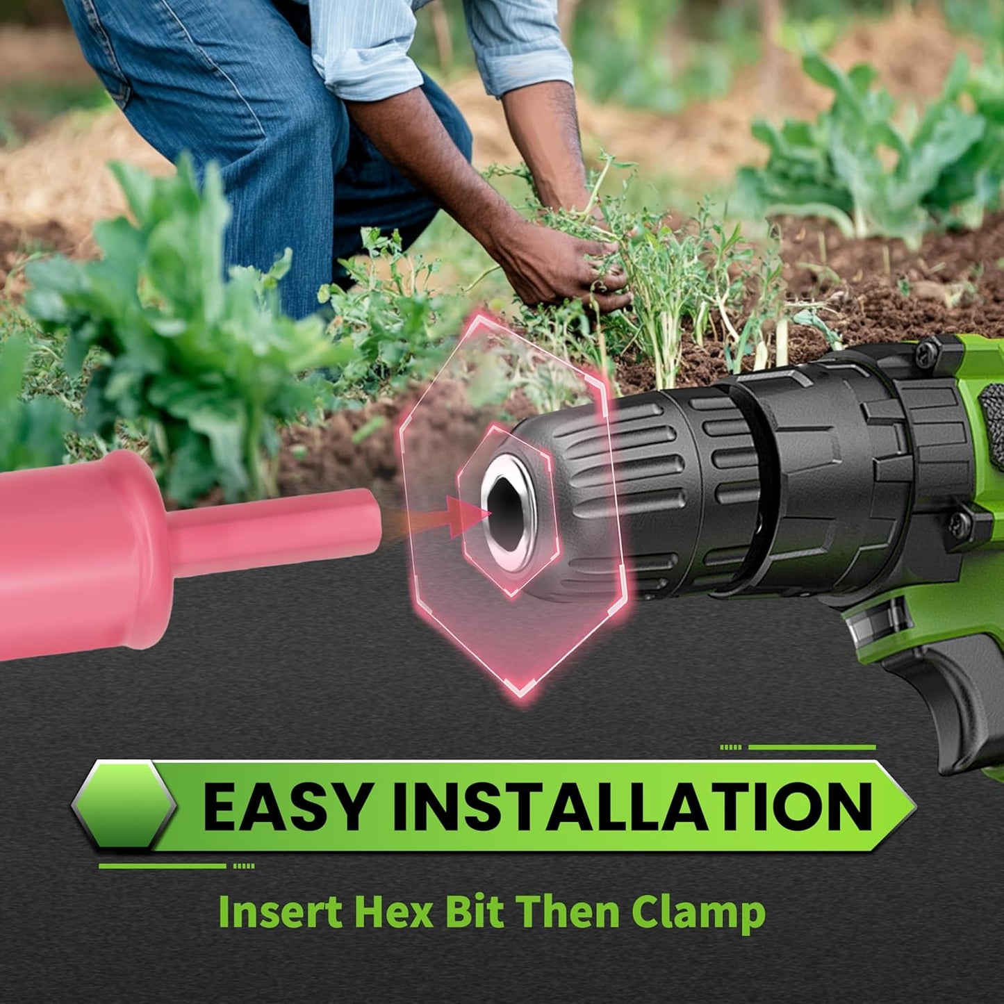 SYITCUN Auger Drill Bit for Planting - 4"X12" Heavy-Duty Garden Auger Spiral Drill Bit - Bulb Planter Tool & Auger Post Hole Digger - 3/8" Hex Drive Drill