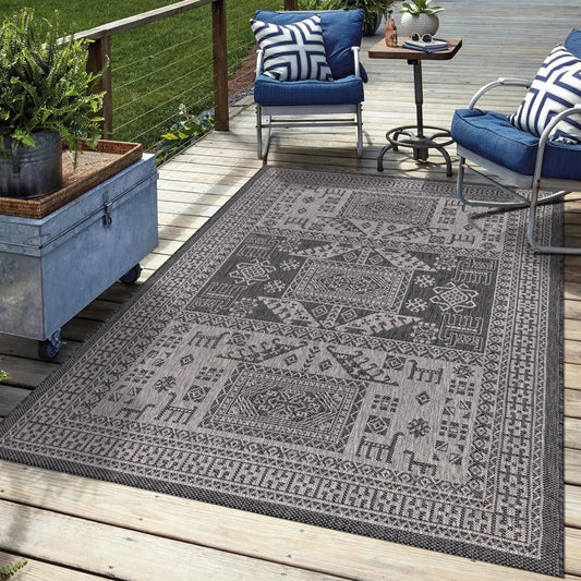 Keen Home Design Terrace Outdoor Area Rug - 10x14 Washable Indoor/Outdoor Rug for Patio, Kitchen, Balcony, Beach, Garden, Deck and Porch, Size: 10'x14'