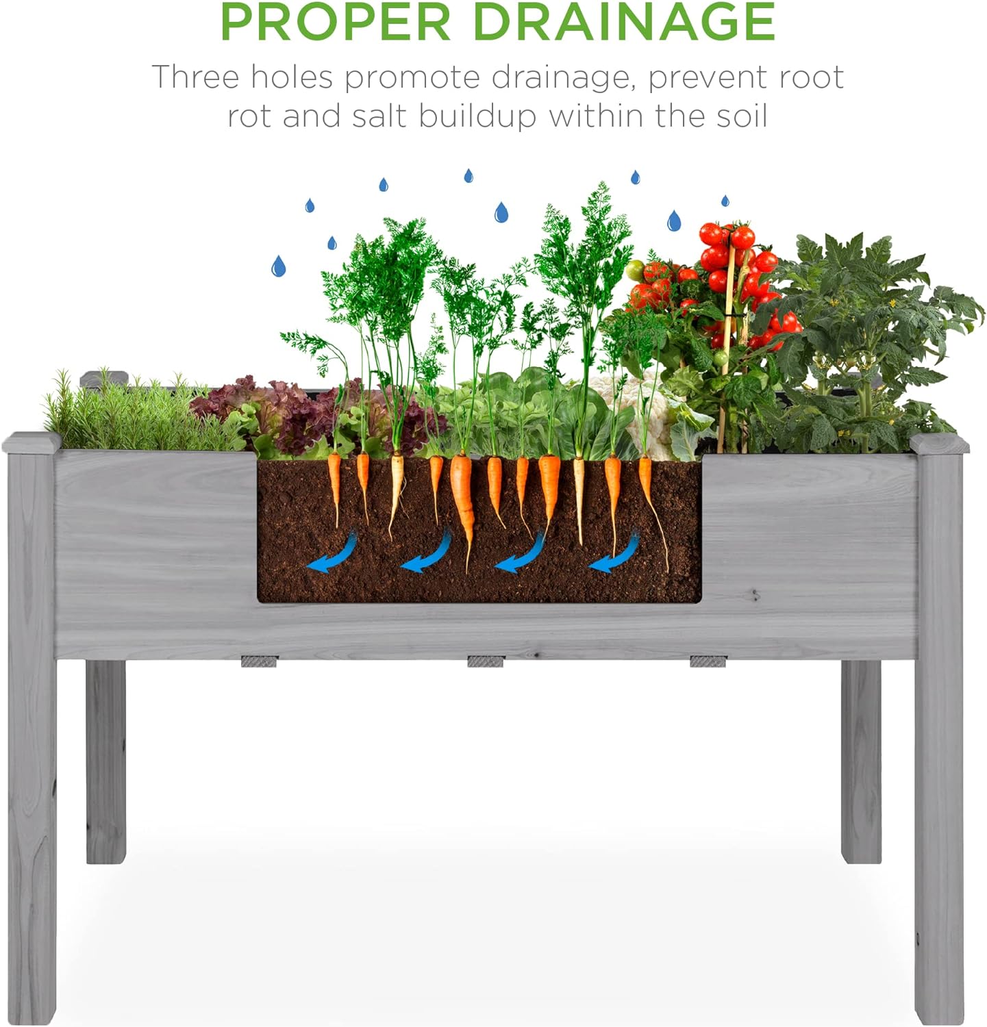 Best Choice Products 48 x 24 x 30 Inches Raised Garden Bed, Elevated Wood Planter Box Stand for Backyard, Patio, Balcony with Bed Liner, 200 Pound Capacity - Gray