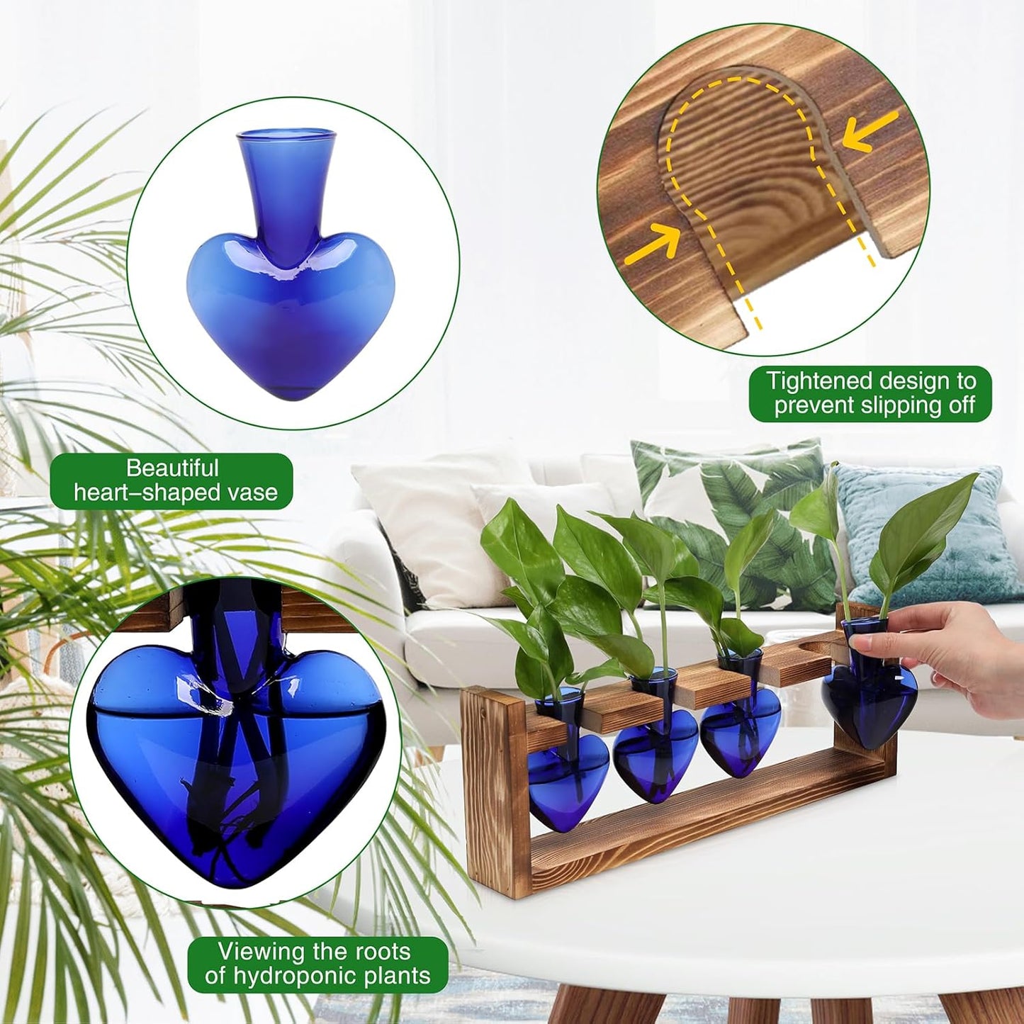 Plant Propagation Stations Heart Plant Terrarium Kit Gift for Women Plant Lover Glass Vases