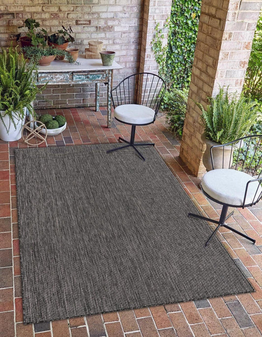 Unique Loom Collection Casual Transitional Solid Heathered Indoor/Outdoor Flatweave Area Rug (2' x 3' 1" Rectangle, Black/Ivory)