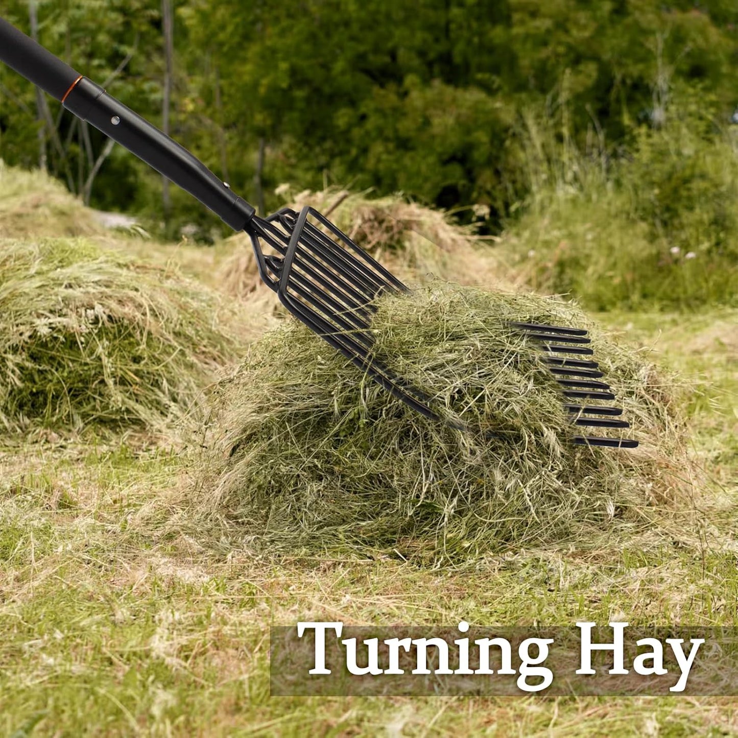 Pitchfork for Gardening, 10 Tines Pitch Fork with Non-Slip Handle, Heavy Duty Pitch Fork for Mulching, 45 Inches