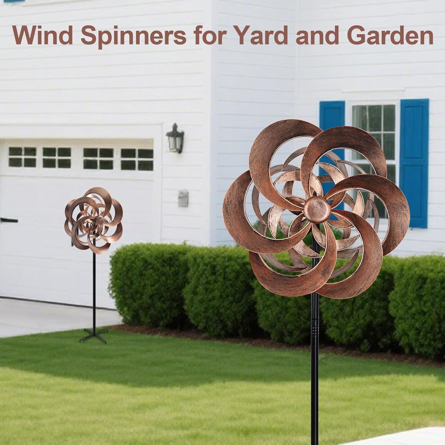 Garden Wind Spinners Outdoor Metal, Copper Kinetic Wind Sculptures & Spinner Yard Art for Outdoor Patio Lawn Decoration