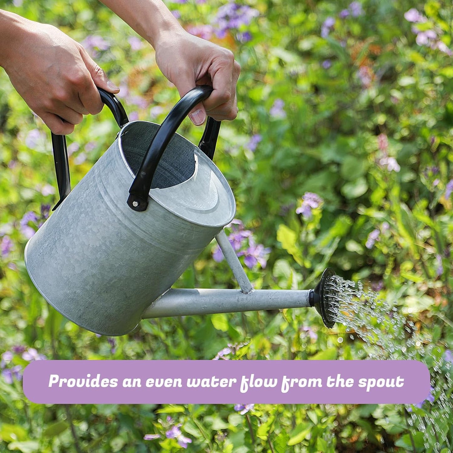 1 Gallon Watering Can for Plants, Watering Cans for Indoor&Outdoor Gardening, Galvanized Steel Watering Pot with Removable Spout, Metal Water Can with Ergonomic Movable Handle(Rustic Silver)