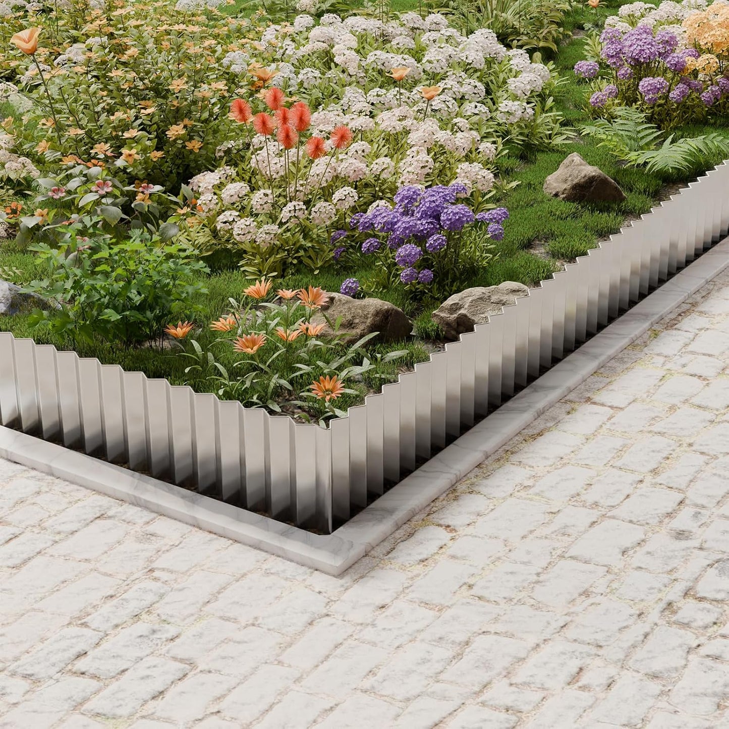 SnugNiture Corrugated Metal Garden Edging,6" x 50' Sturdy Lawn Edging Border,Landscape Edging Border for Lawn, Flower Bed,Garden and Yard