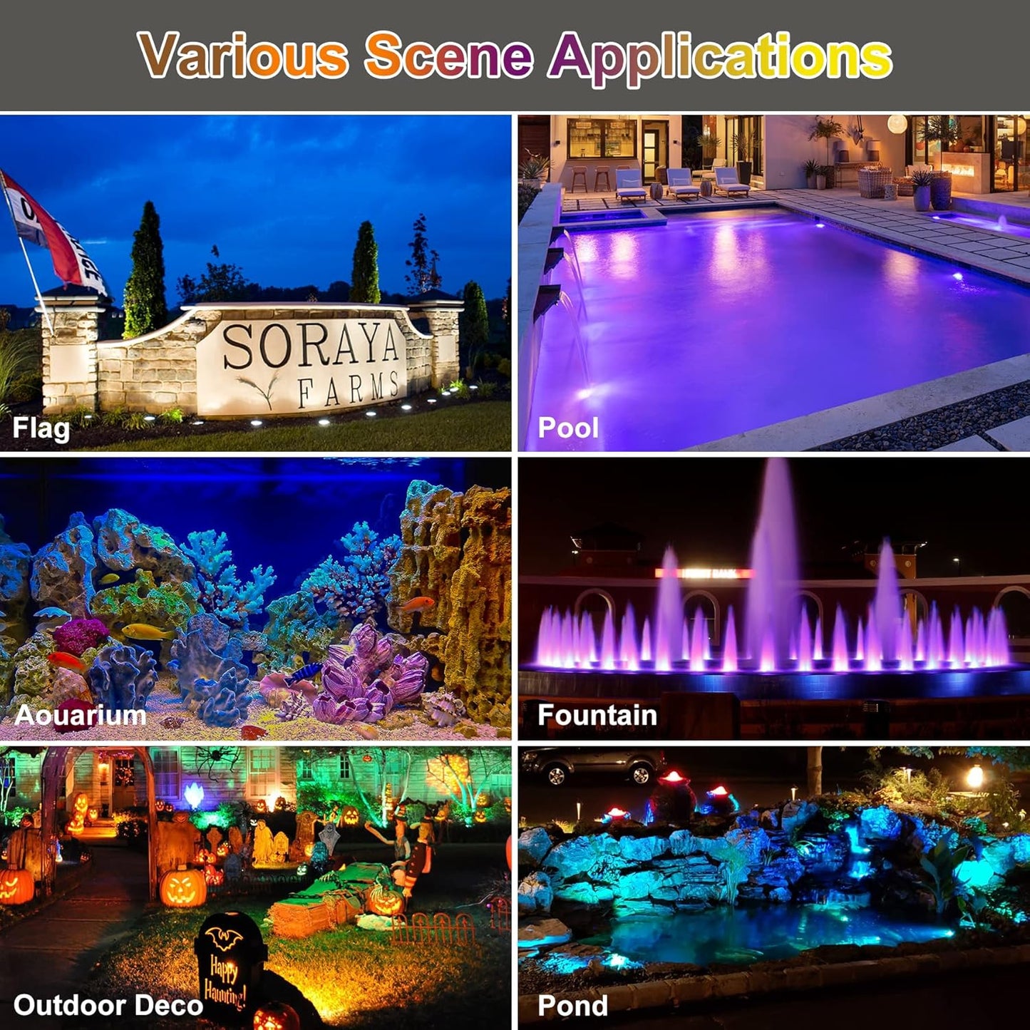 RGB Pond Lights with Timer, LED Underwater Submersible Colorful Landscape Spotlights, 98ft Remote Control IP68 Waterproof Fountain Lights for Fish Aquarium Tank Garden Yard Pool (Set of 4)