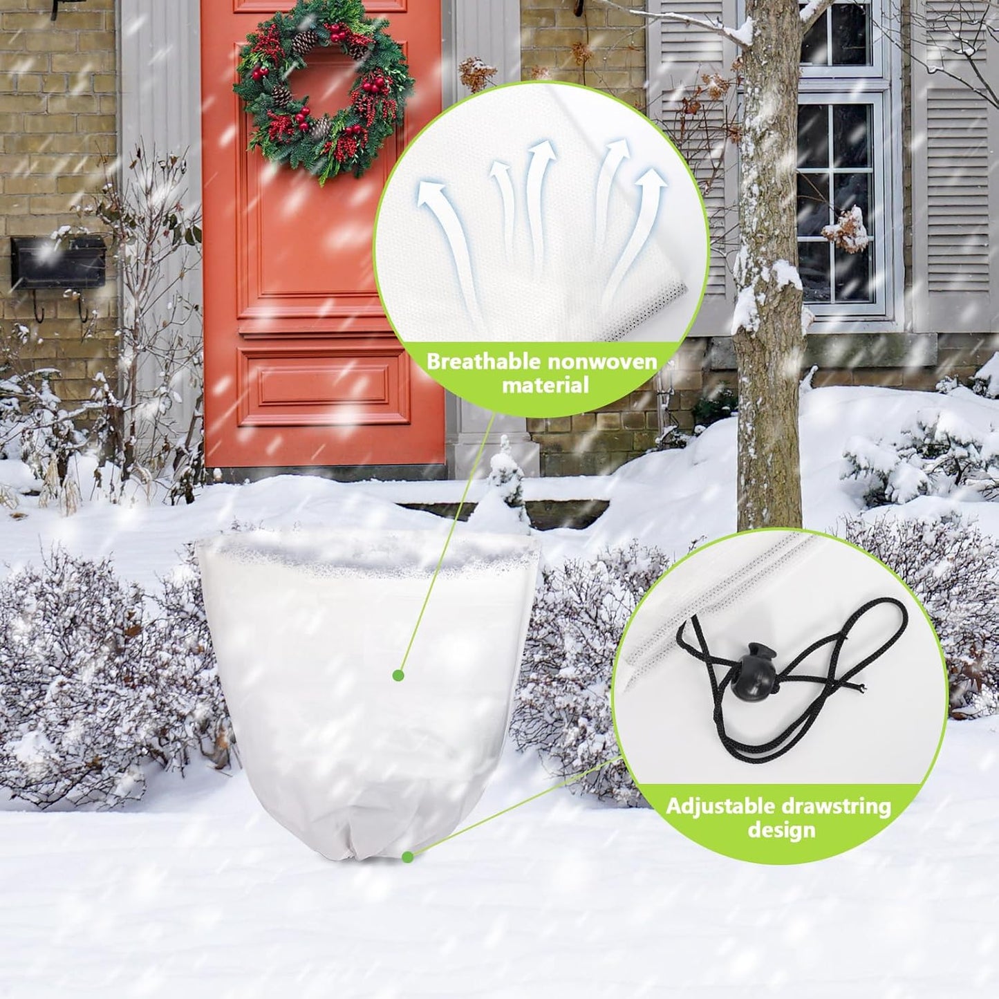 Svepndic 2 PCS Winter Plant Covers Freeze Protection,39X39 Reusable Plant Protector Bag with Drawstring,Winter Plants Jacket Warm Shrubs Cover Blanket Frost Protection for Outdoor Garden Plants