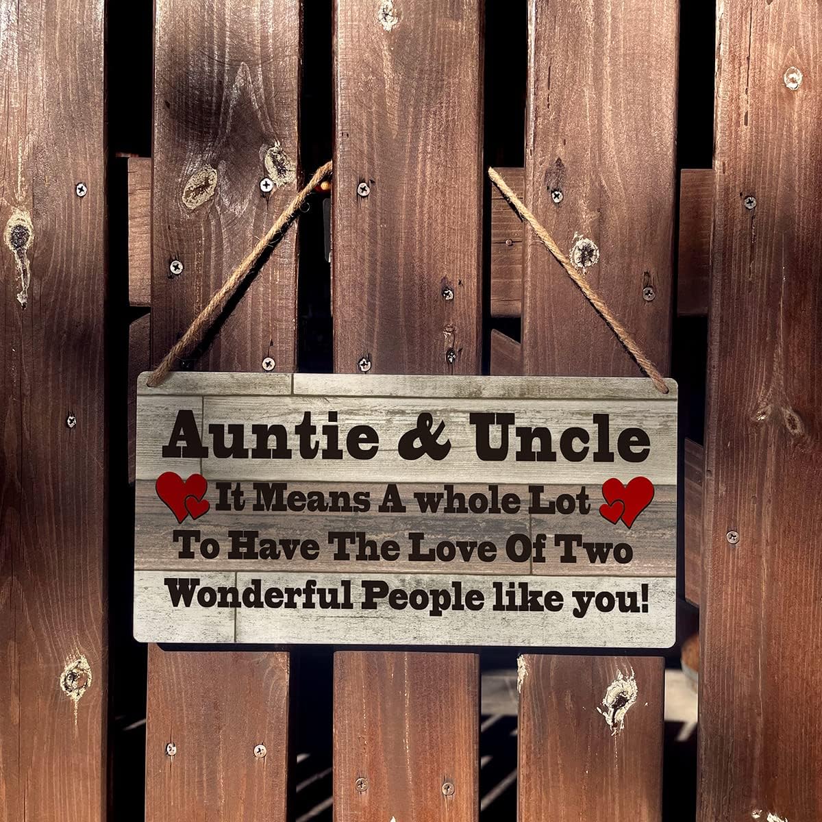 Family Sign Gift Farmhouse Auntie & Uncle it Means a Whole Lot To Have The Love Wooden Hanging Sign Plaque Retro Wall Art Decor Home Decoration 12 x 6 Inches
