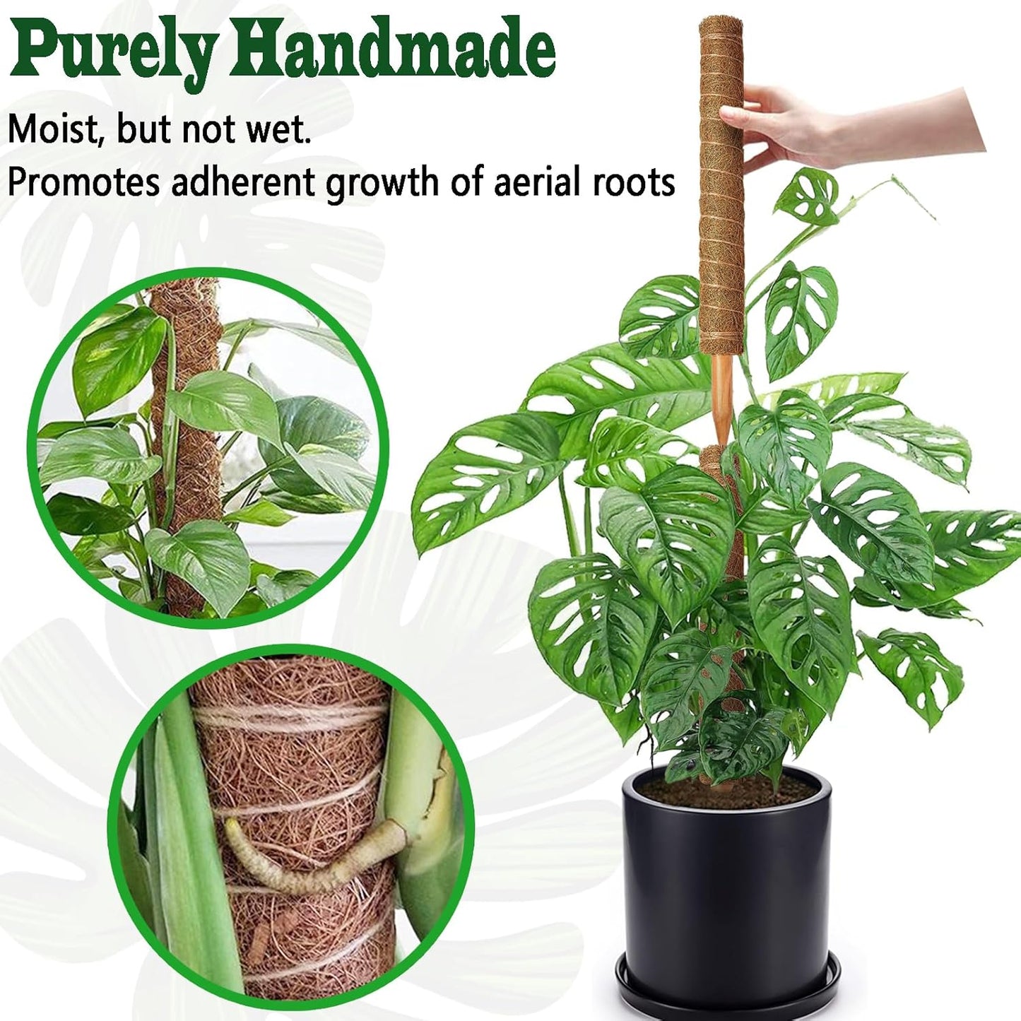 4 Pack 22 Inch Moss Poles, Stackable Moss Pole for Plants Monstera, 70 Inch Tall Moss Poles for Climbing Plants Indoor, Coir Totem Plant Support Stakes Stand for Potted Plants, Pothos