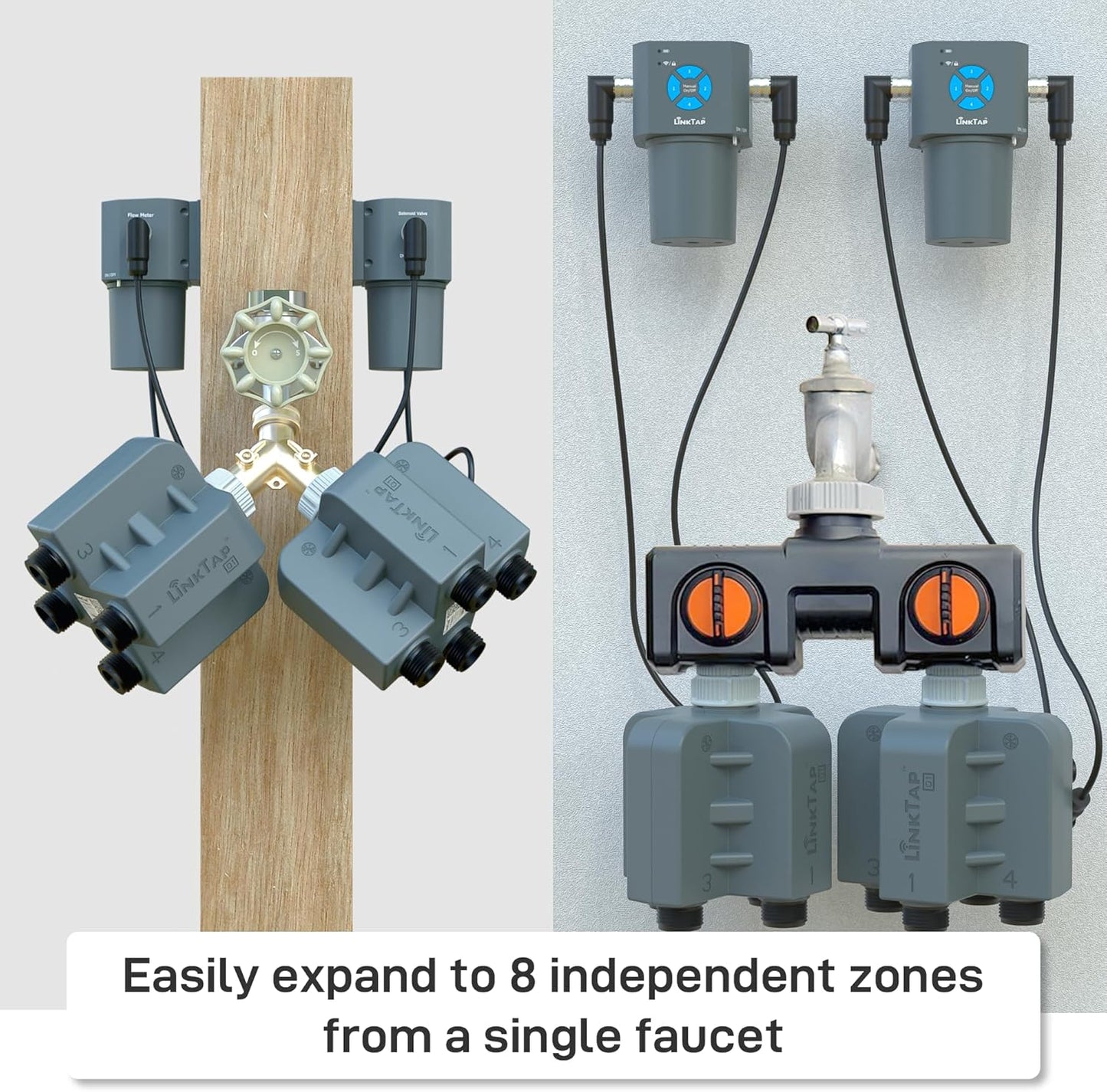 LinkTap Q1 4-Zone Wireless Water Timer & Gateway, 4 Separate Ports, 4 Built-in Flow Meters, Equals Four G2S Smart Hose Timers, Easy Install & Use, 2-Year Warranty