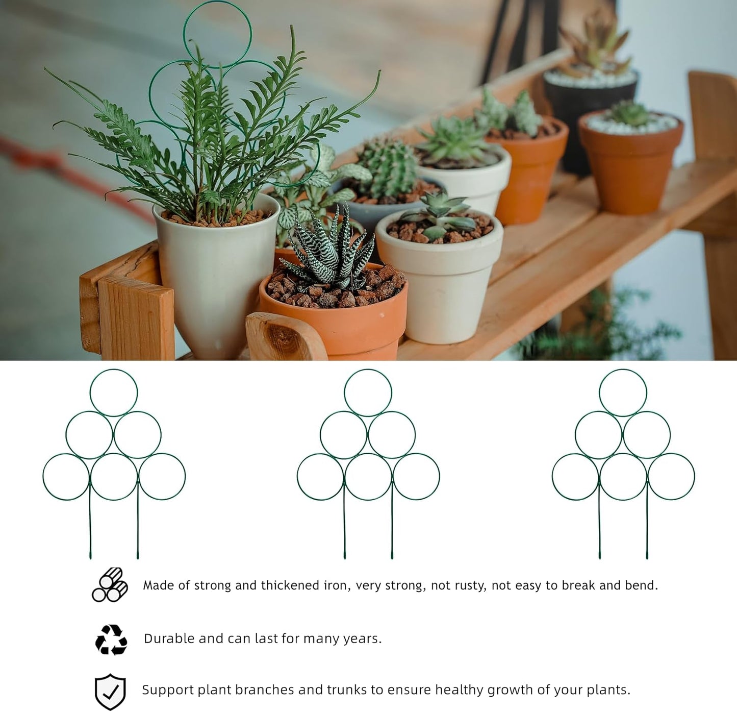 Trellis for Potted Plant Trellis Indoor, Stackable Indoor Trellis for Climbing Plants Support, 3 Pack Small Metal House Plant Trellis for Garden Vines, Flower and Christmas Tree