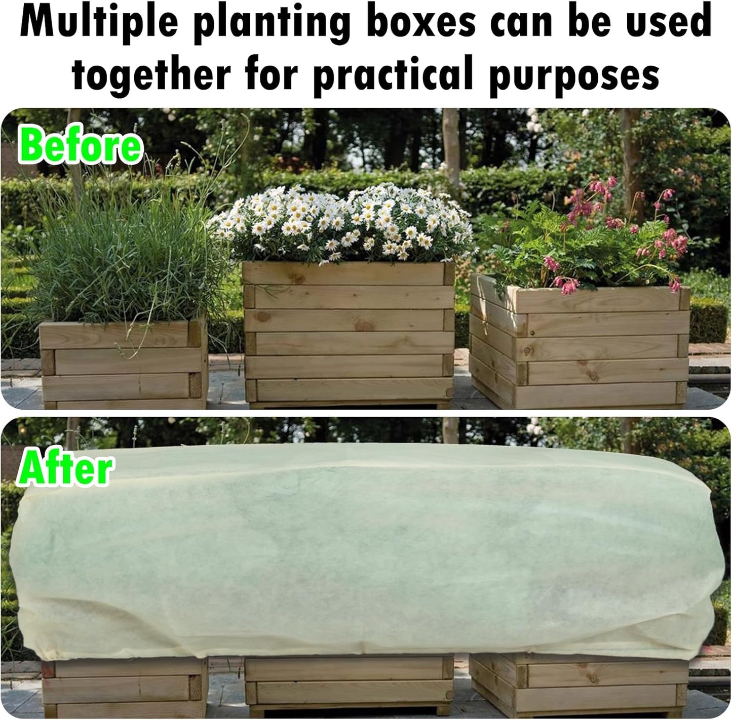 Rectangular Plant Protection Blanket, Winter Outdoor Garden Frost Protection, 2 Pieces, 78.7 x 39.3 x 17.7 Inches