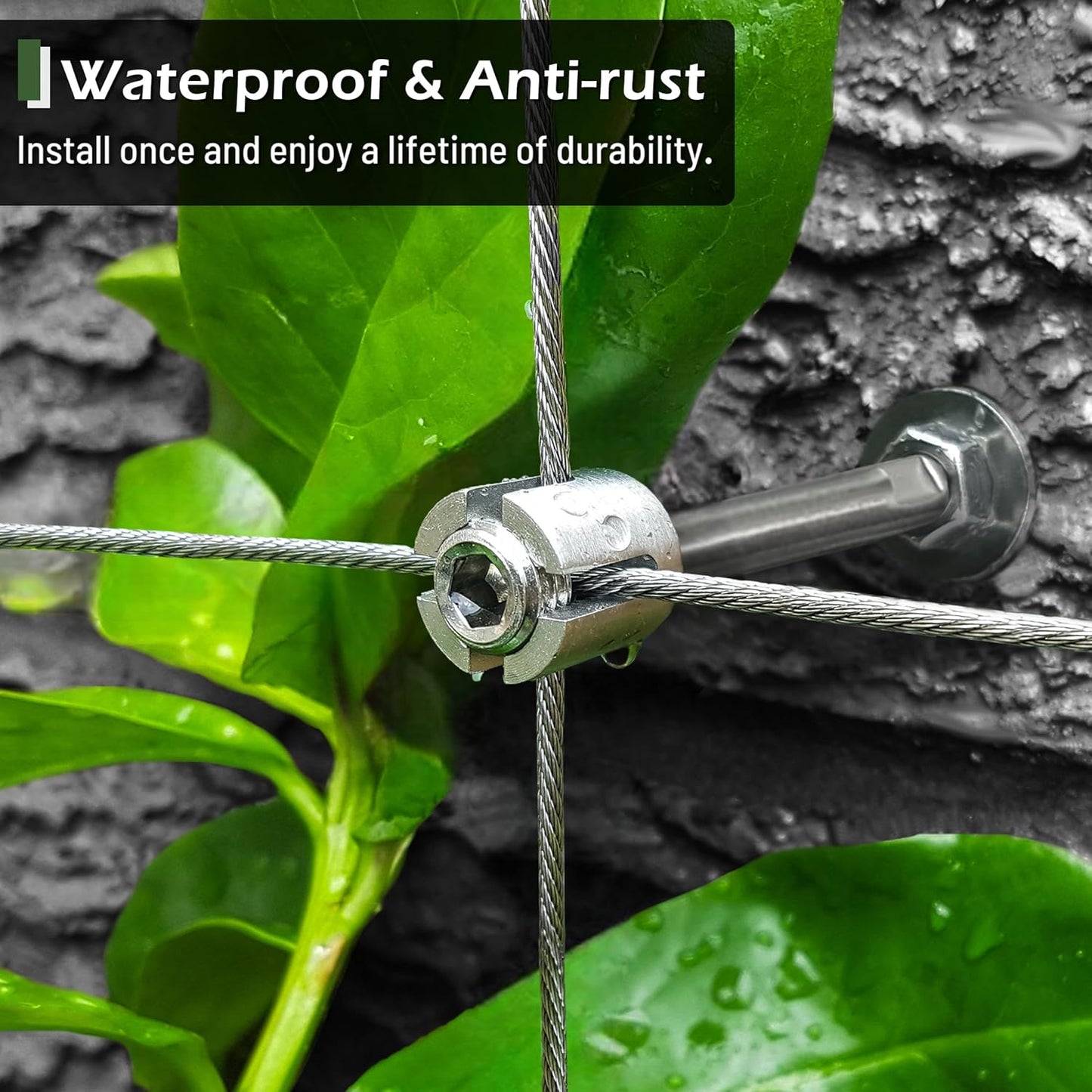 Wire Trellis for Climbing Plants Outdoor, 20-Set Wall Wire Trellis Kit with 5/64"(2mm) x 98ft Stainless Steel Cable & Cutter, T316 Espalier System for Fence and Garden DIY Projects