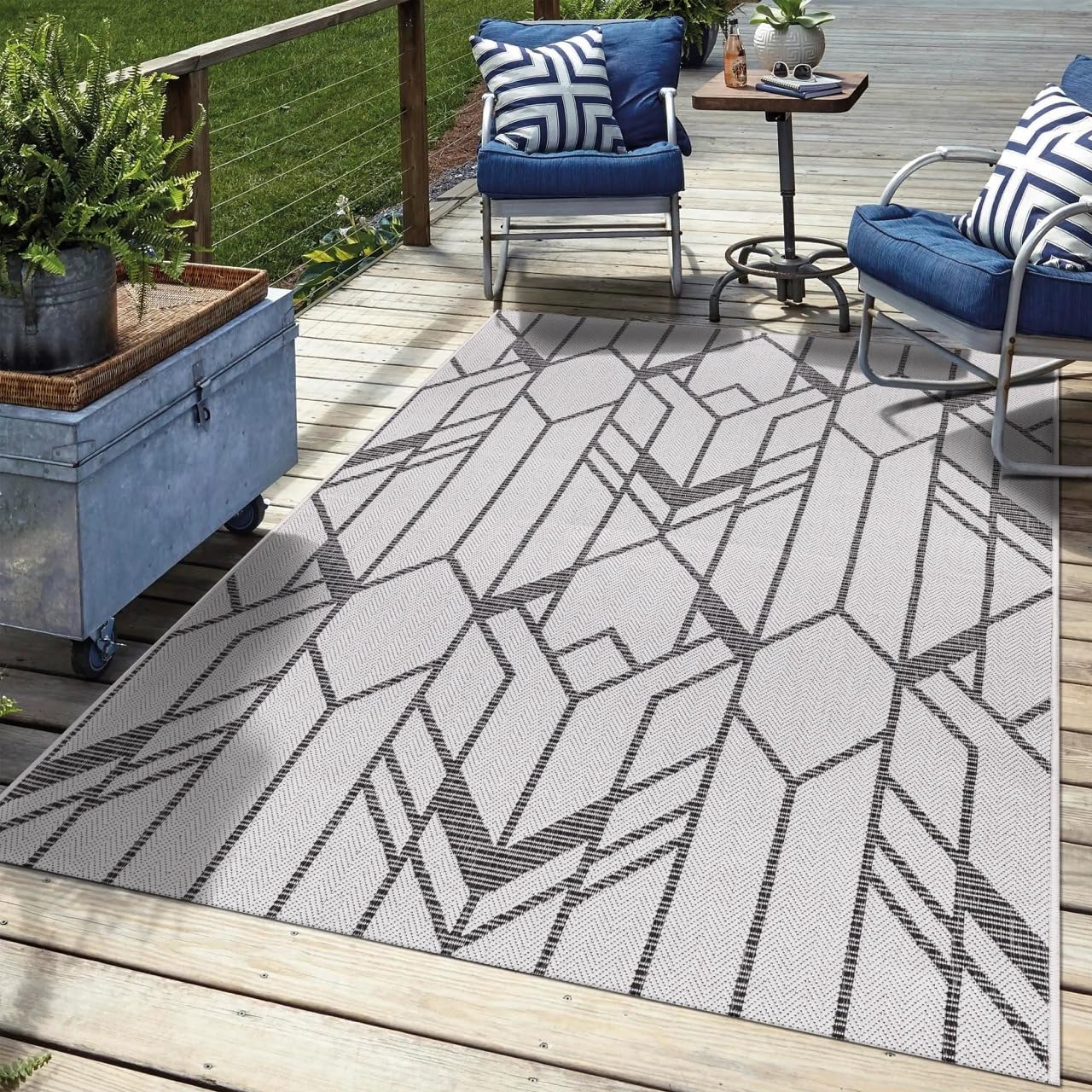 Keen Home Design Terrace Outdoor Area Rug - 12x15 Washable Indoor/Outdoor Rug for Patio, Kitchen, Balcony, Beach, Garden, Deck and Porch, Size: 12'x15'