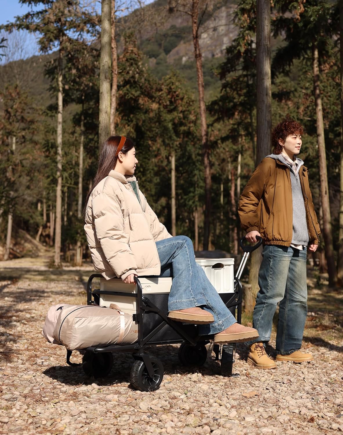 Whitsunday Collapsible Wagon with Tailgate for Camping Outdoor (Dark Grey, No Table)