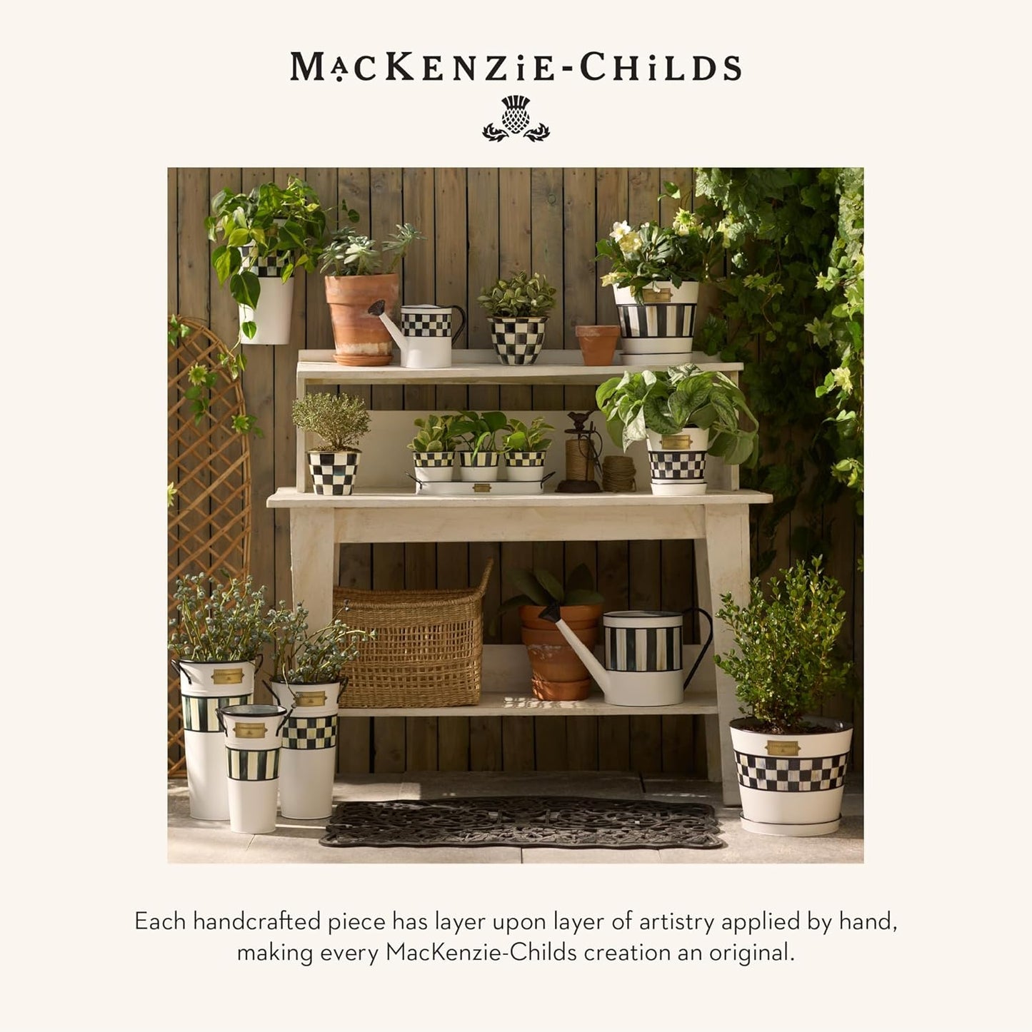 MACKENZIE-CHILDS Galvanized Flower Buckets, Decorative Metal Buckets, Spectator, Set of 3