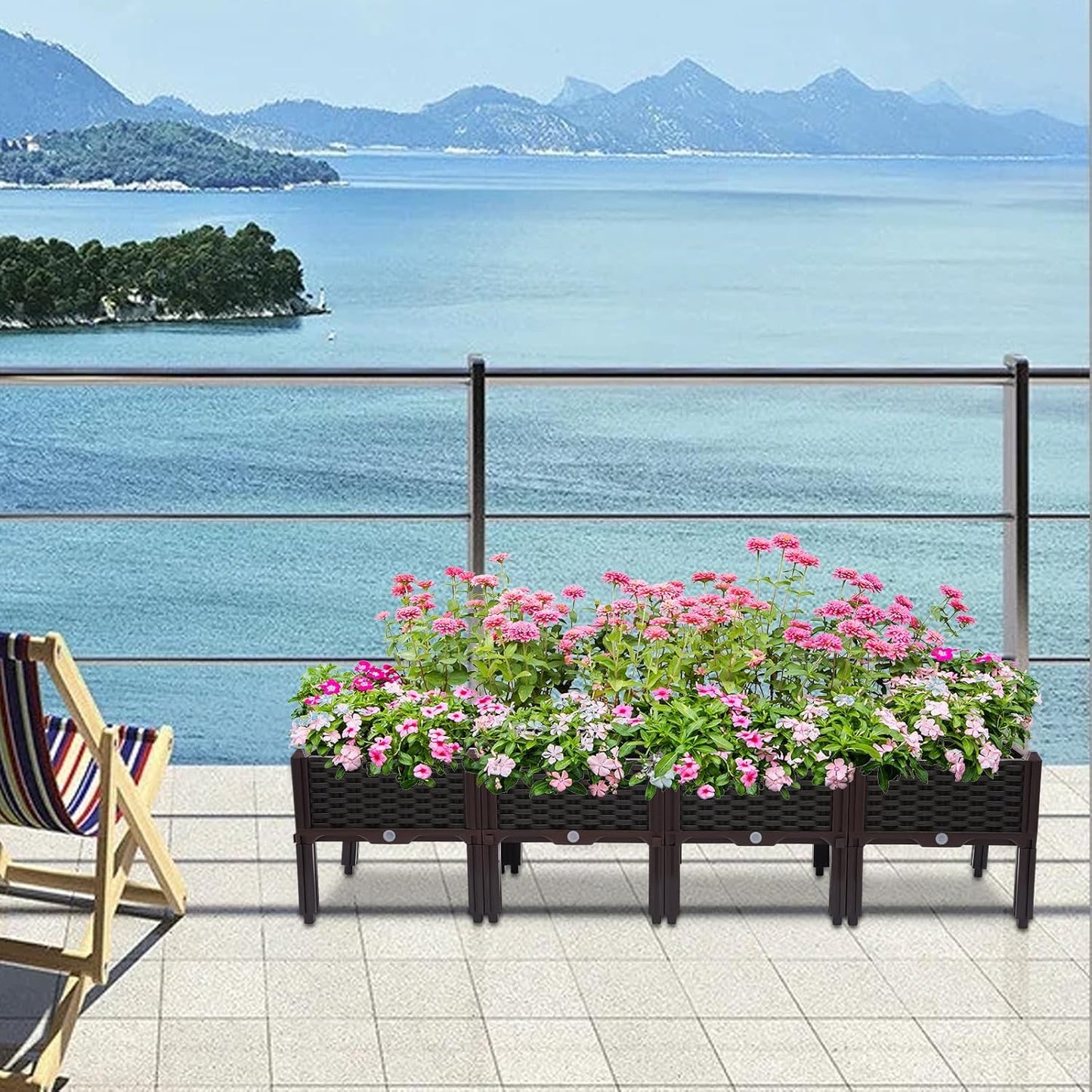 61.4" L x15.4 W x15 H PP Raised Flower Boxes Planter Boxes Outdoor Raised Garden Bed Indoor Outdoor Planting Bed Rectangle Planter Box for Patios Lawn Yard Decor Storage