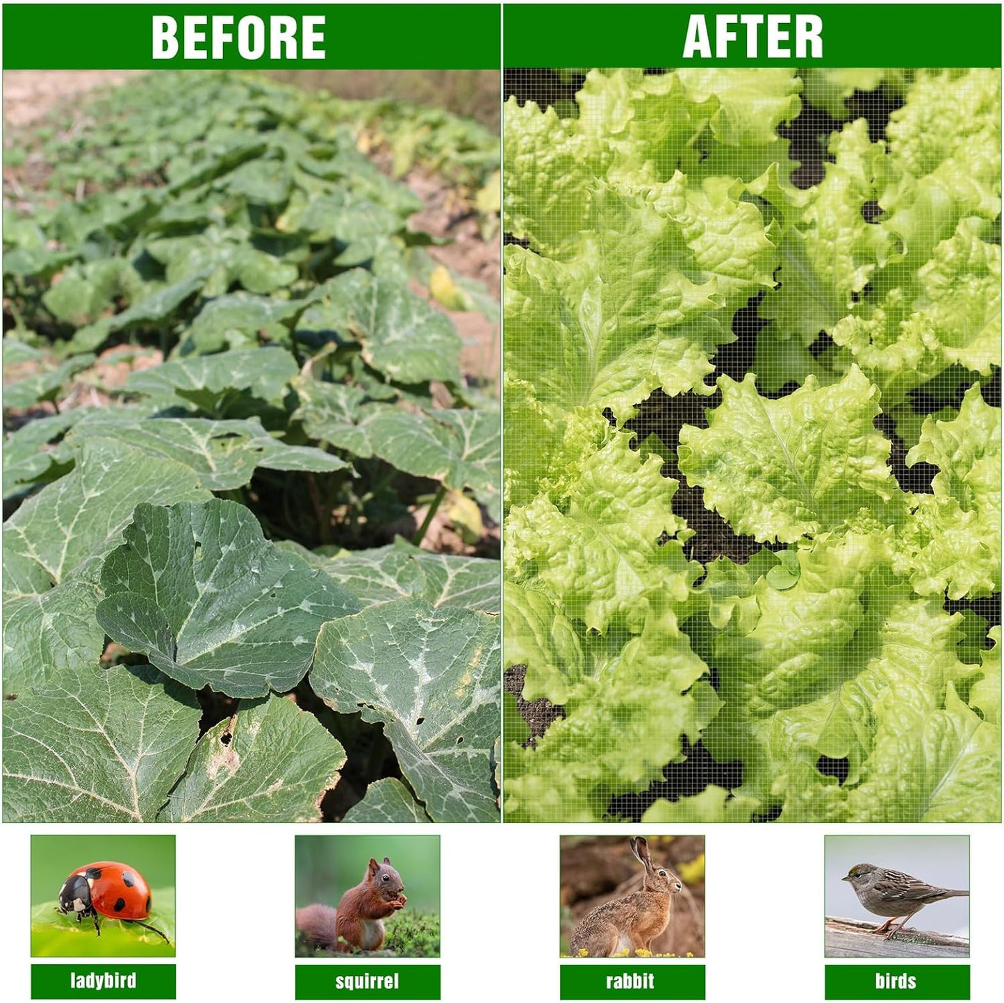 Woanger 4 x 100 ft Garden Mesh Netting Ultra Fine Plant Covers Garden Netting to Protect Vegetable Plants Fruits Flowers Crops Greenhouse Row Cover Patio Barrier Screen Protection Net (White)