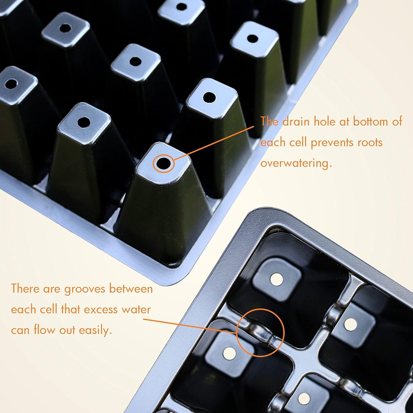Gardzen Seed Starter Tray, 5 Pack Smiling Face Plant Germination Trays with Total 350-Cell, Seed Starter Kit with Humidity Vented Domes and Bases for Starting Vegetable Flower Herb Seeds 18" x 14"