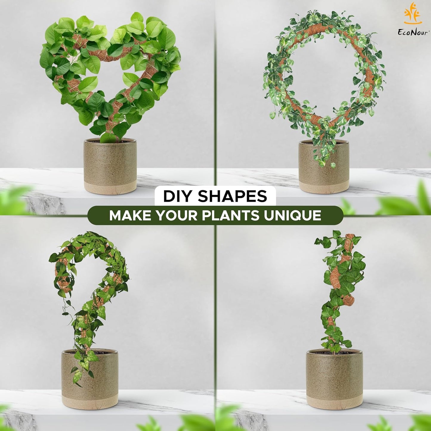 EcoNour Tall Moss Pole for Plants (1-Pack) 48-Inch | Large Monstera Plant Support for Climbing and Growth | Elevate Your Indoor Garden | Tall Plant Support for Indoor Potted Plants to Grow Upwards