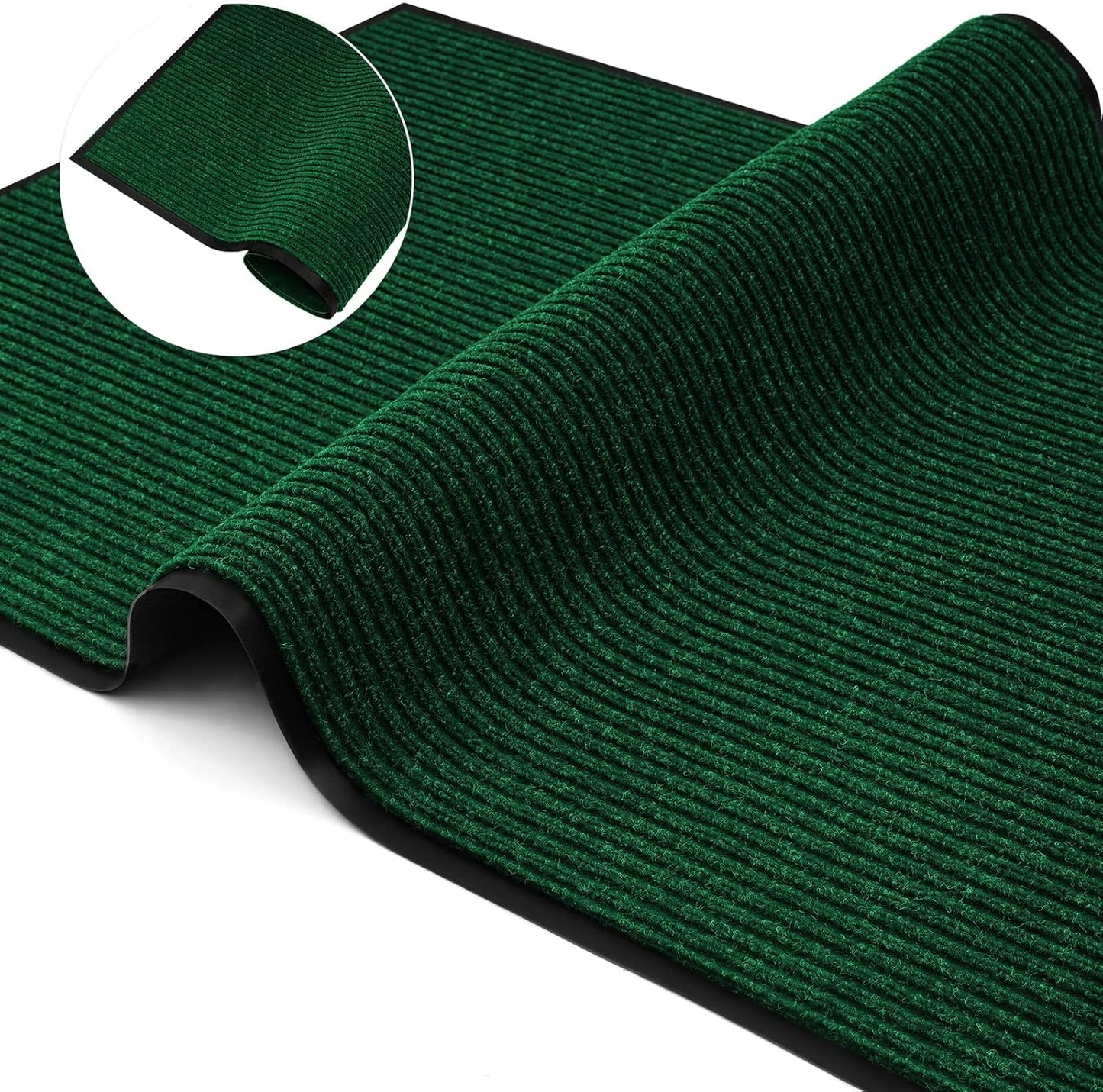 Profile Rubber Door Mat, 60x35inch, Heavy Duty, Entrance Doormat, Indoor and Outdoor, Waterproof, Easy Clean Shoe Scraper, Home Rug Welcome Mats for Entryway, Patio, Porch, Green