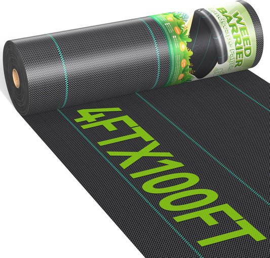 4ftx100ft Weed Barrier Landscape 3.2oz Fabric Heavy Duty, Woven Weed Control Cloth, Woven Geotextile Fabric for Underlayment, Gardening Ground, Commercial Driveway Weed Block Cover Mat