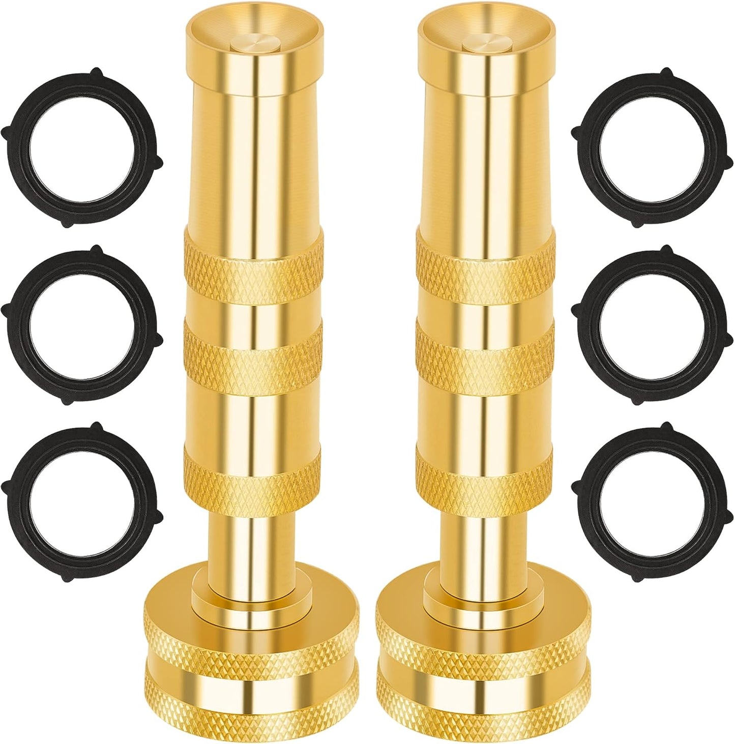 AUTOMAN Brass Hose Nozzle – High Pressure Jet Nozzles 2 Pack, Heavy Duty Sprayer for Garden Hoses, Adjustable Spray Gun, Solid Twist Water Hose Nozzle for Patio, Lawn, Car Wash, Extra 6 Rubber Washers