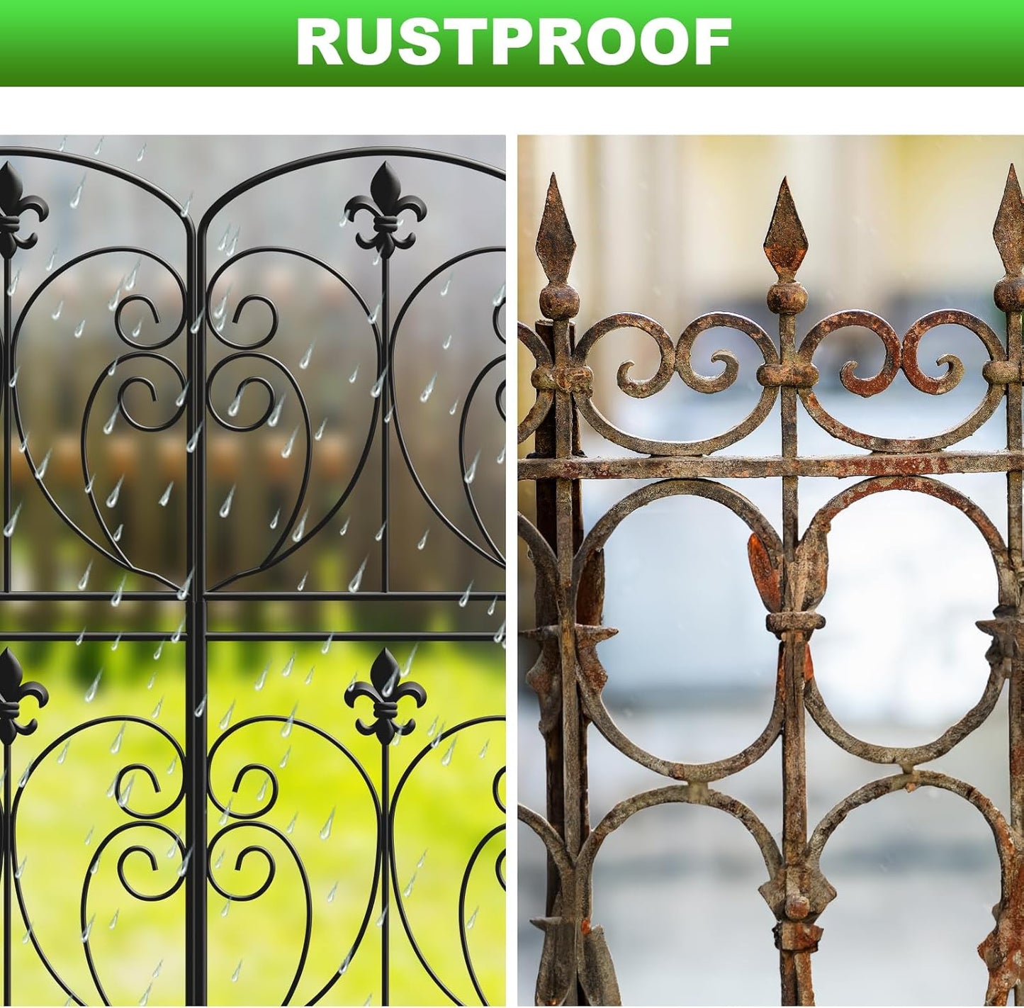 Skcoipsra Decorative Garden Fence 10 Pack, 37.5in(H) x 10.8ft(L) Animal Barrier Fence, Rustproof Metal Fencing for Yard, Dog Rabbits Wire Section Garden Edging Border for Yard Patio Garden, Arched