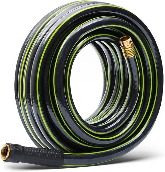 Worth Leader Garden Hose 3/4 in. x 25 ft. -No Kink, Flexible, Leakproof, Male/Female -Heavy Duty Durable 5 Layers PVC Rubber Lightweight Water Pipe for Gardening, Agriculture & Lawn Care -500PSI Burst