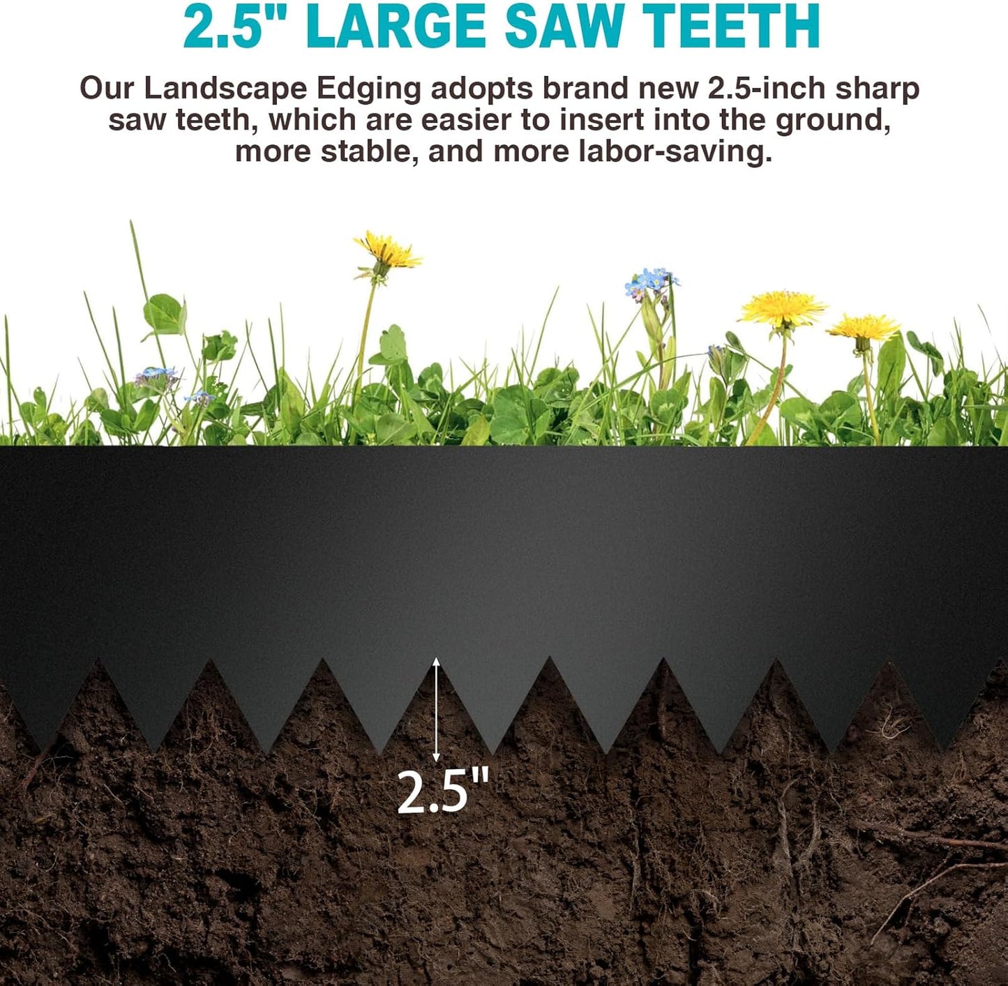 40" LX8 H Metal Landscape Edging, Heavy Duty Galvanized Steel Garden Edging,6 Pack Steel Landscape Edging with 7 Clips for Lawn, Flower Bed, Yard (Black)