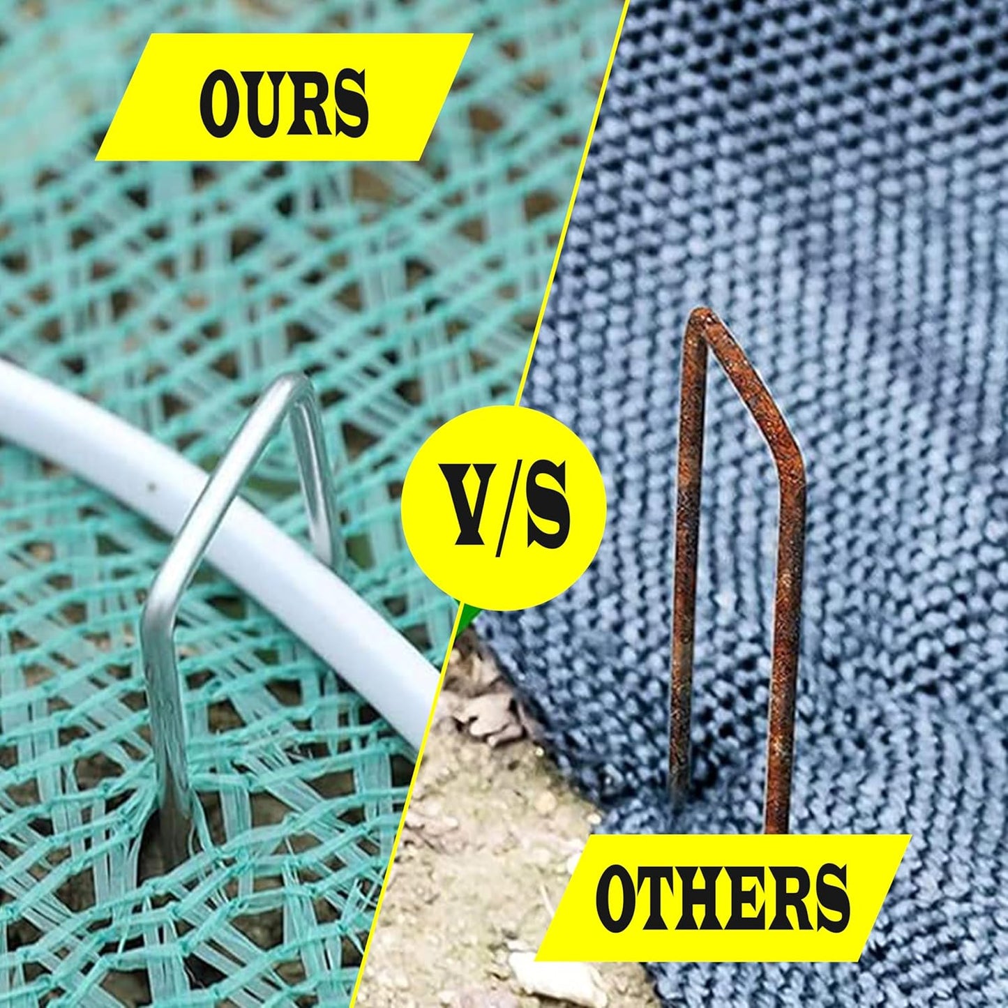 250 Pack x 6 Inch Landscape Staples Galvanised, Fabric Pins, 11 Gauge, Garden Staples, Tent Stakes, Fabric Pins for Lawn, Fence, Tent, Decoration, Weed Barrier, Outdoor. (250 x 6in)