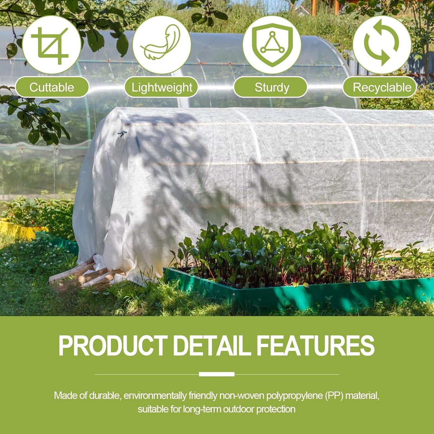 Plant Covers Freeze Protection, 10x33FT Reusable Thickened Winter Floating Row Covers, Frost Cloth Blanket Shade Cloth Garden Fabric Plant Cover for Raised Beds Vegetables Insect Winter Frost