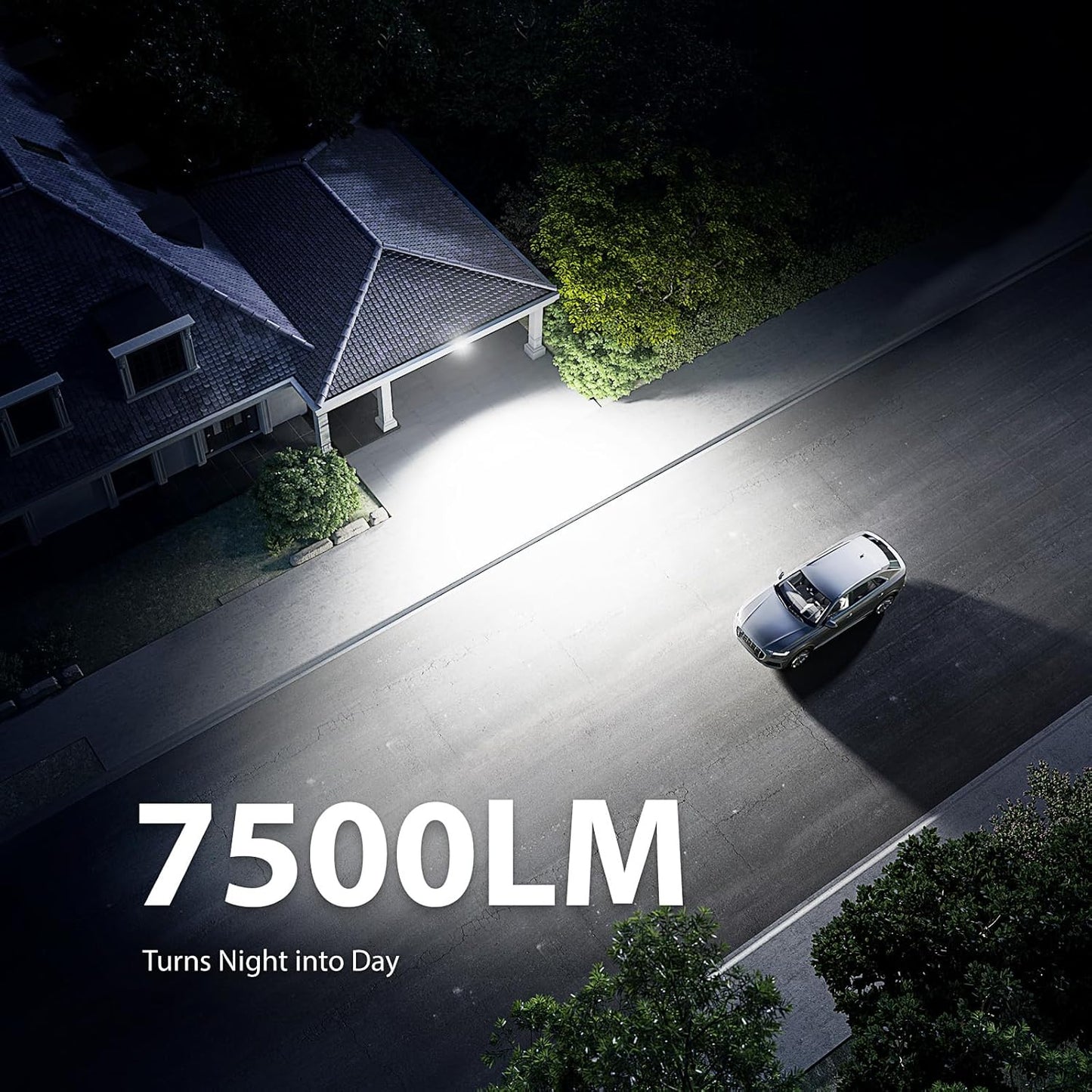 Onforu 75W LED Motion Sensor Outdoor Lights, Dusk to Dawn Flood Light Outdoor Motion Sensor, Hardwired Security Lights Floodlights Outside 7500LM 6500K Daylight IP65 Waterproof (Black)