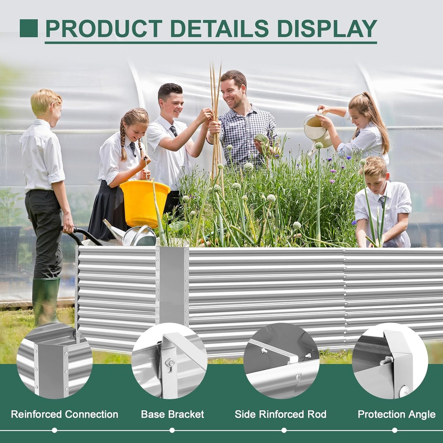 Land Guard 8x4x3ft Rectangular Galvanized Raised Garden Beds, Large-Capacity Metal Planter Box Outdoor, Durable Deep Raised Garden Bed 3ft Tall, Raised Beds for Gardening Vegetables, Classic Silver